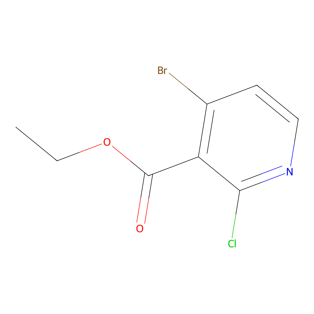 Ethyl 4-bromo-2-chloronicotinate molecular structure, CAS 1421621-12-6