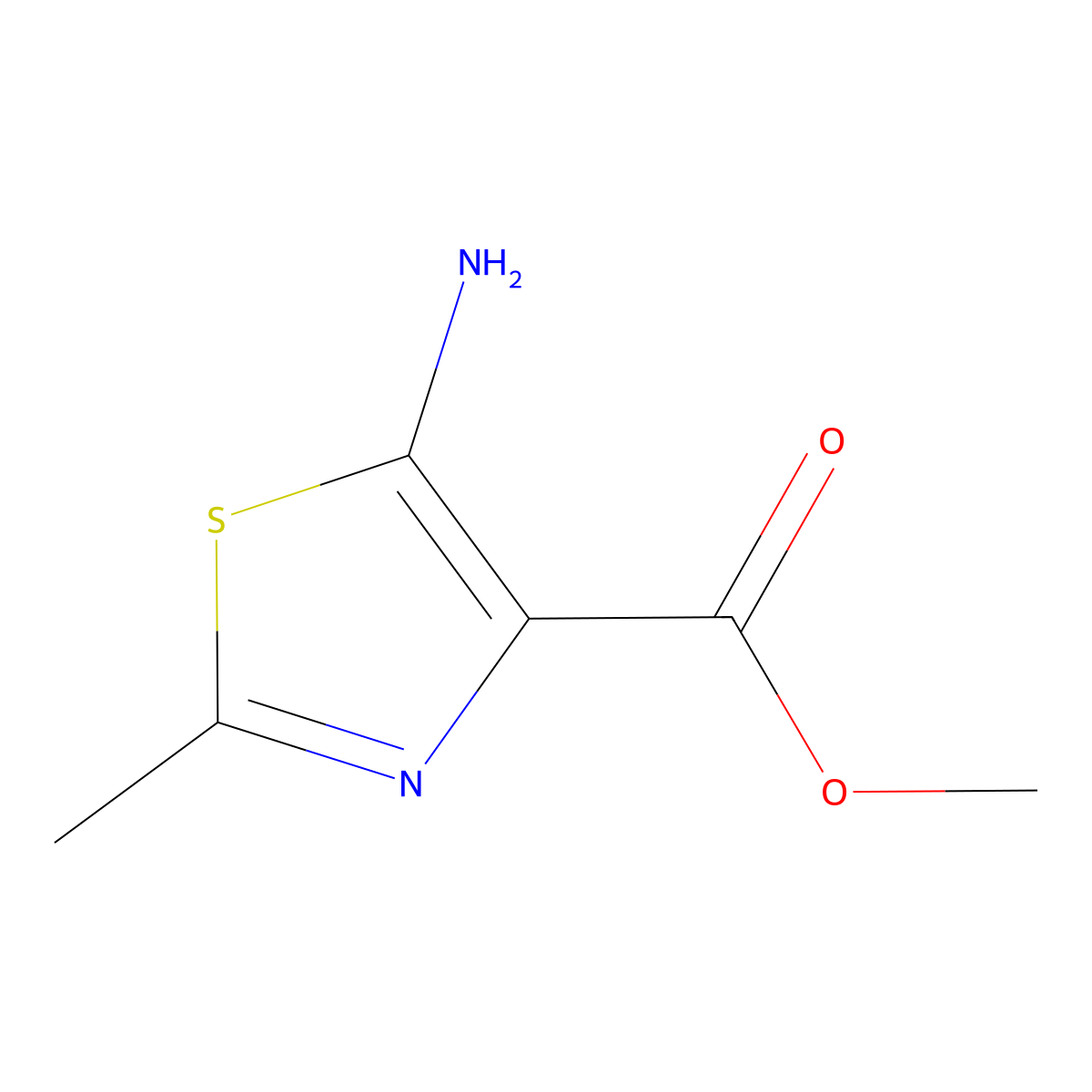 Methyl 5-amino-2-methyl-1,3-thiazole-4-carboxylate molecular structure, CAS 1421635-09-7