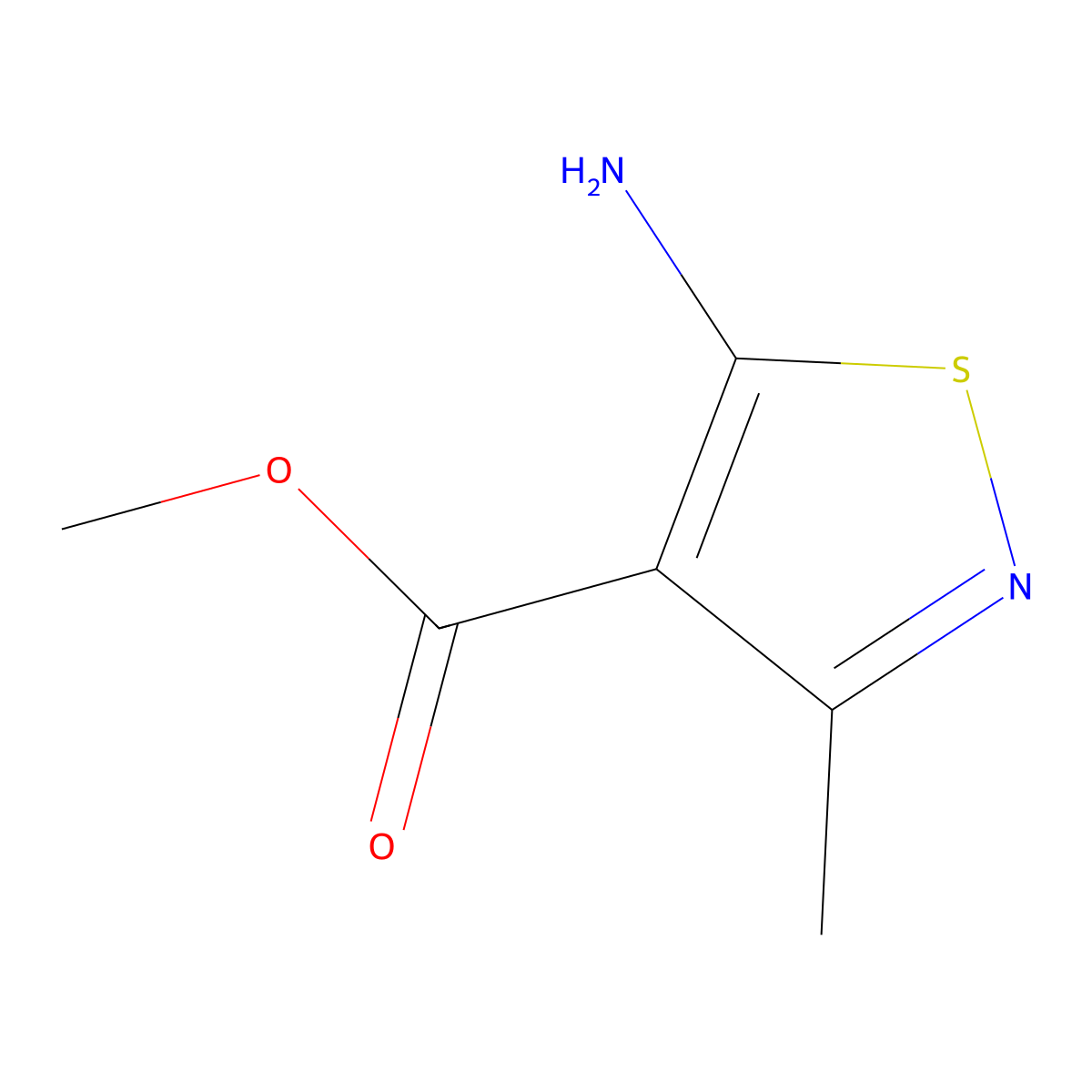 Methyl 5-amino-3-methyl-1,2-thiazole-4-carboxylate molecular structure, CAS 1421637-14-0
