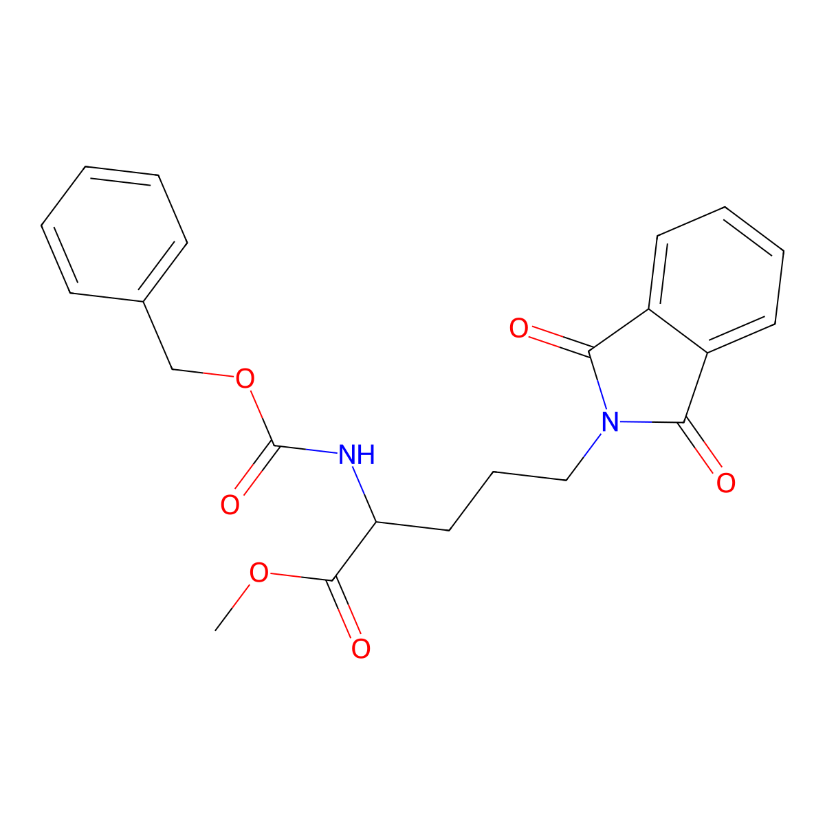 Methyl (2S)-2-{[(benzyloxy)carbonyl]amino}-5-(1,3-dioxoisoindol-2-YL)pentanoate molecular structure, CAS 142165-70-6