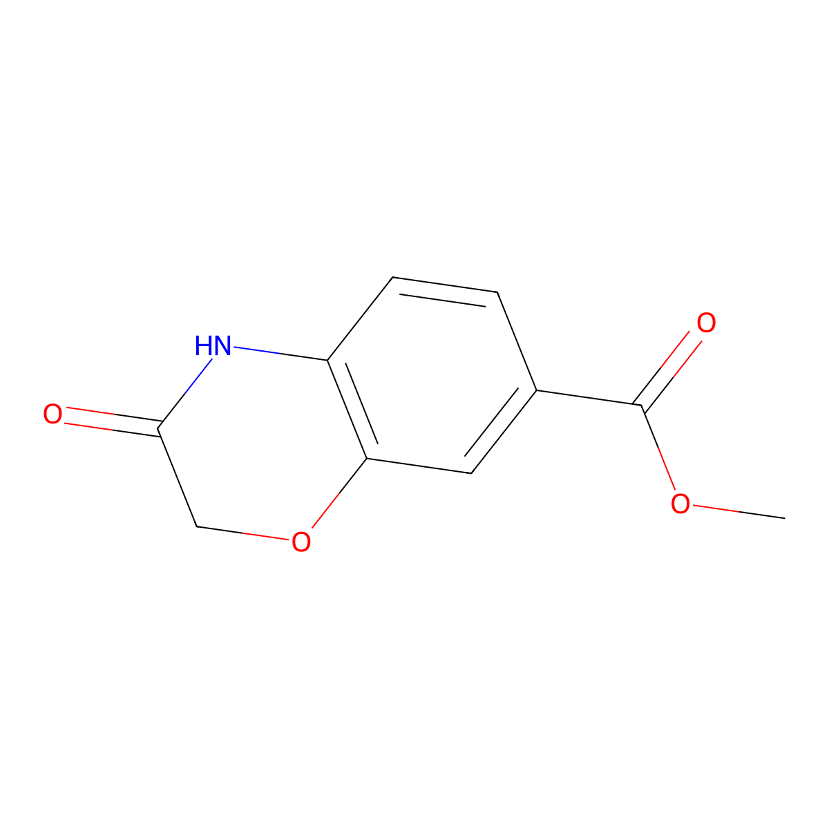 Methyl 3-oxo-3,4-dihydro-2H-1,4-benzoxazine-7-carboxylate molecular structure, CAS 142166-00-5