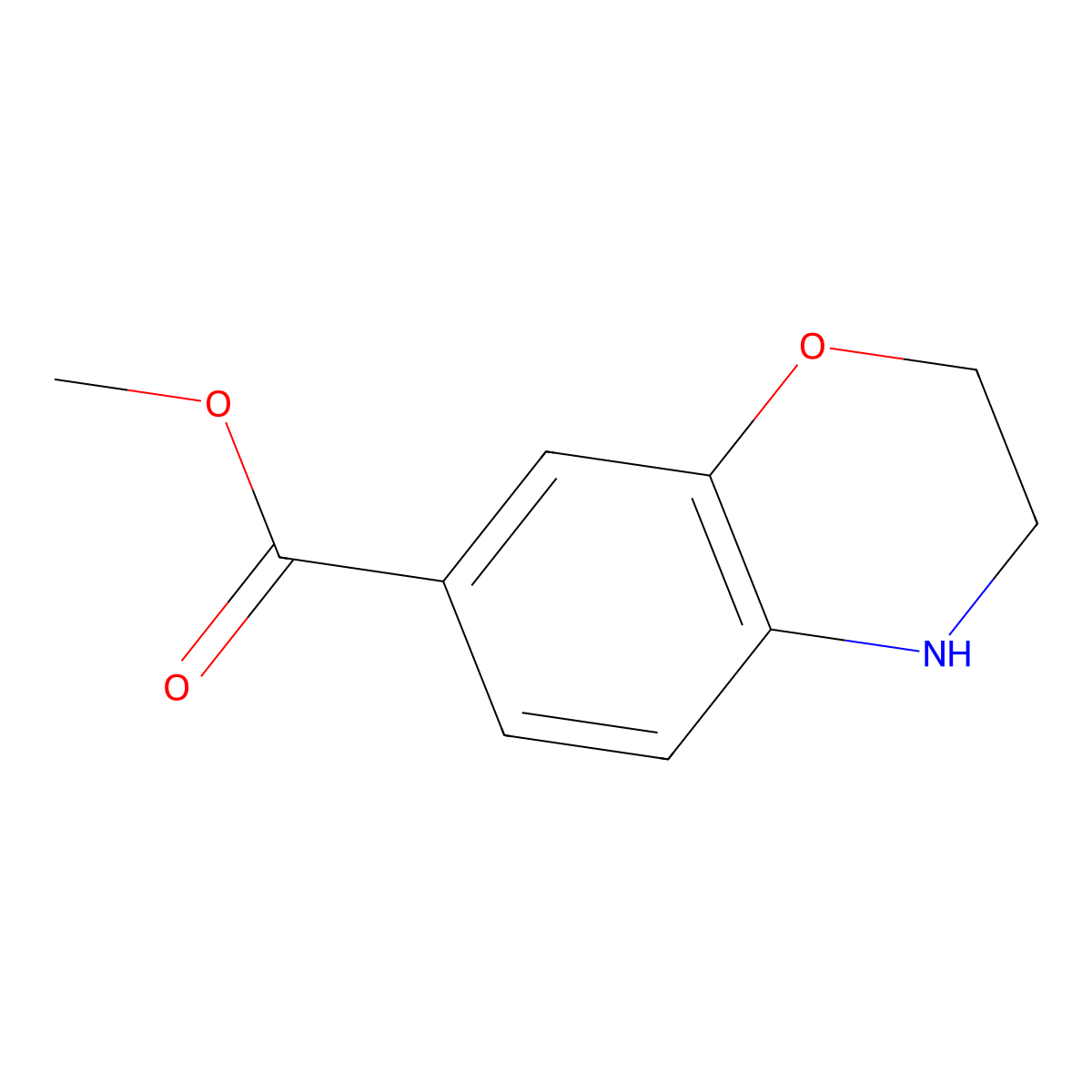 methyl 3,4-dihydro-2H-1,4-benzoxazine-7-carboxylate molecular structure, CAS 142166-01-6