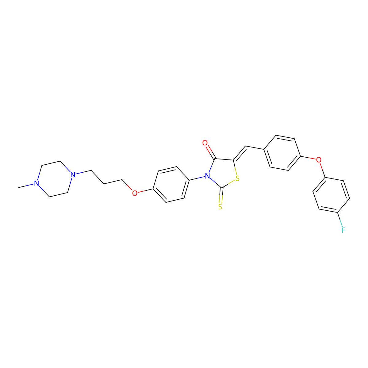5-[[4-(4-Fluorophenoxy)phenyl]methylidene]-3-[4-[3-(4-methylpiperazin-1-yl)propoxy]phenyl]-2-sulfanylidene-1,3-thiazolidin-4-one molecular structure, CAS 1421662-65-8