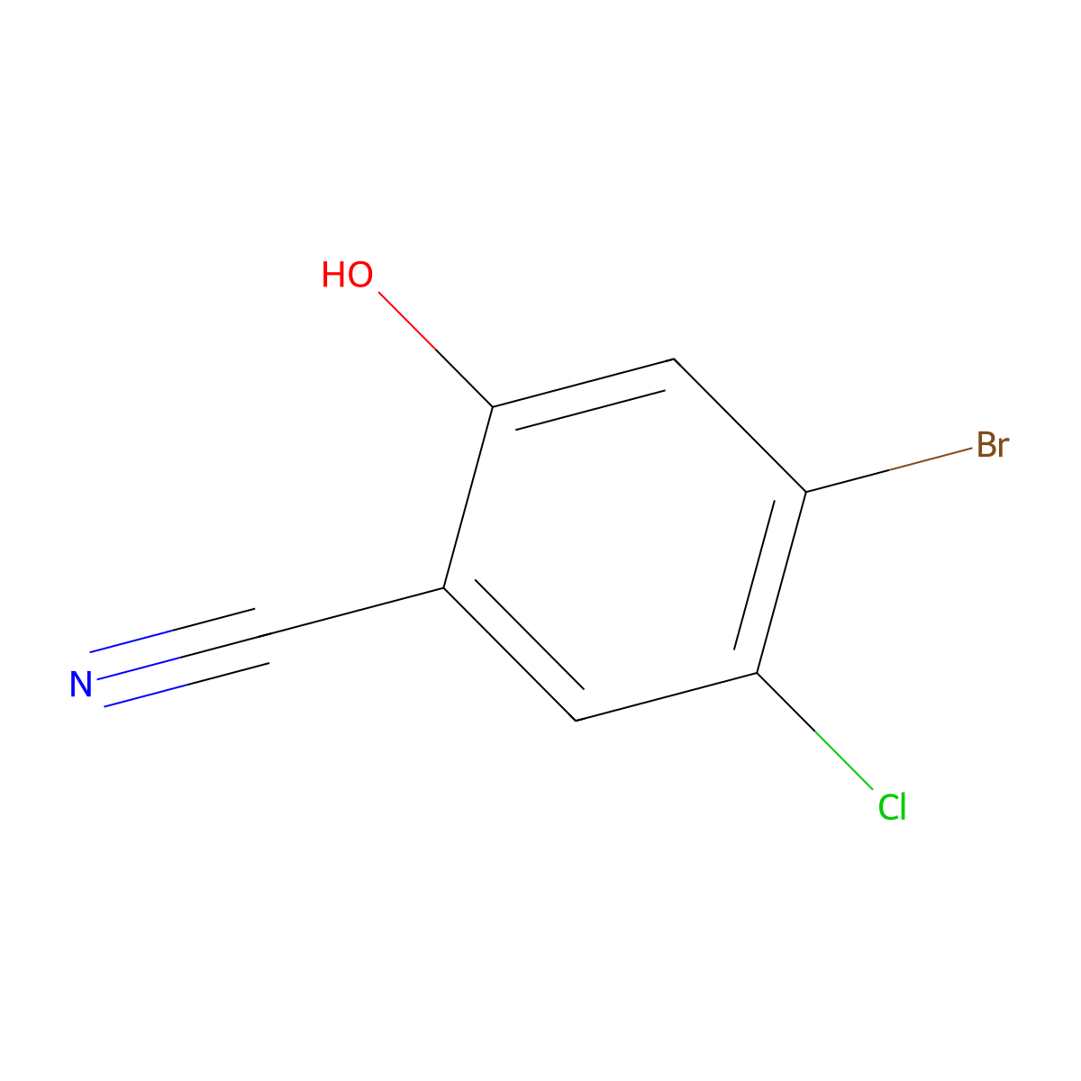 4-Bromo-5-chloro-2-hydroxybenzonitrile molecular structure, CAS 142167-40-6