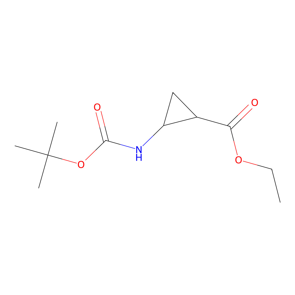 cis-Ethyl 2-(boc-amino)cyclopropanecarboxylate molecular structure, CAS 1421676-91-6