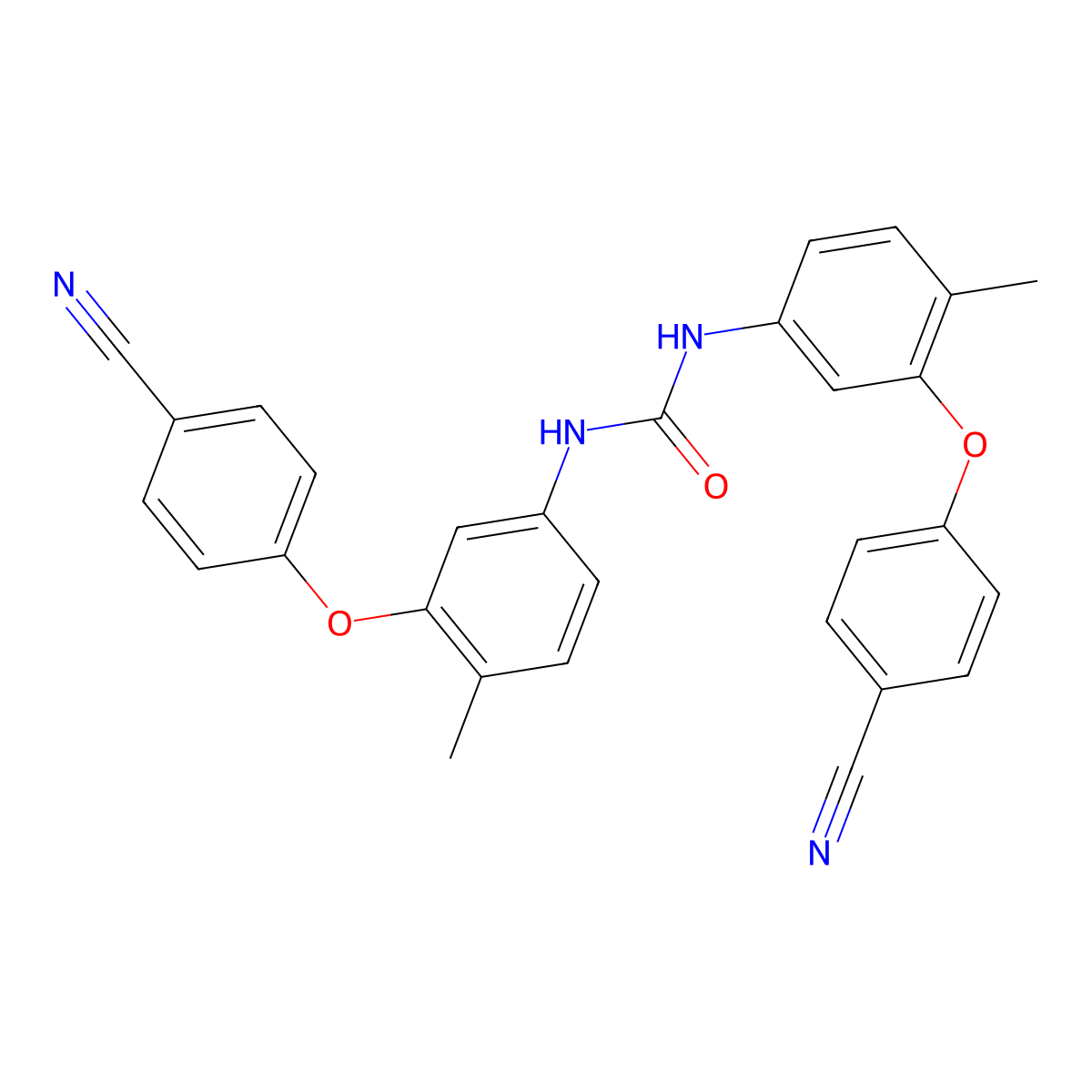 n,n'-Bis[3-(4-cyanophenoxy)-4-methylphenyl]urea molecular structure, CAS 1421677-31-7