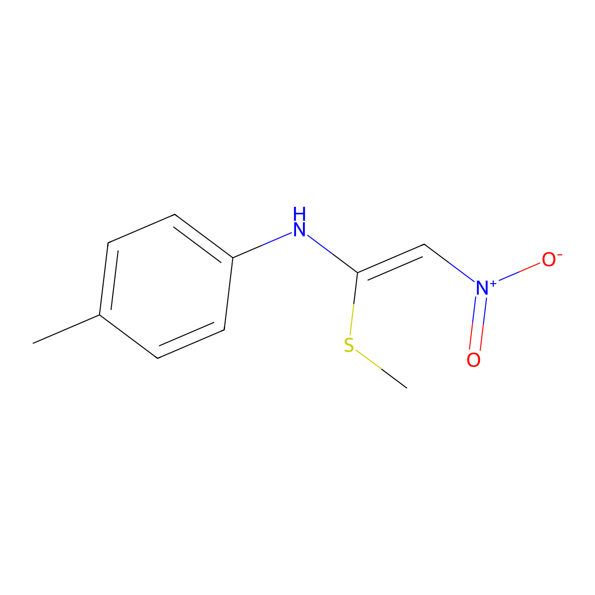4-methyl-N-[1-(methylsulfanyl)-2-nitrovinyl]aniline molecular structure, CAS 142168-75-0
