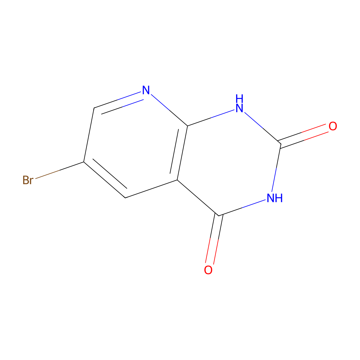 6-bromopyrido[2,3-D]pyrimidine-2,4(1H,3H)-dione molecular structure, CAS 142168-97-6