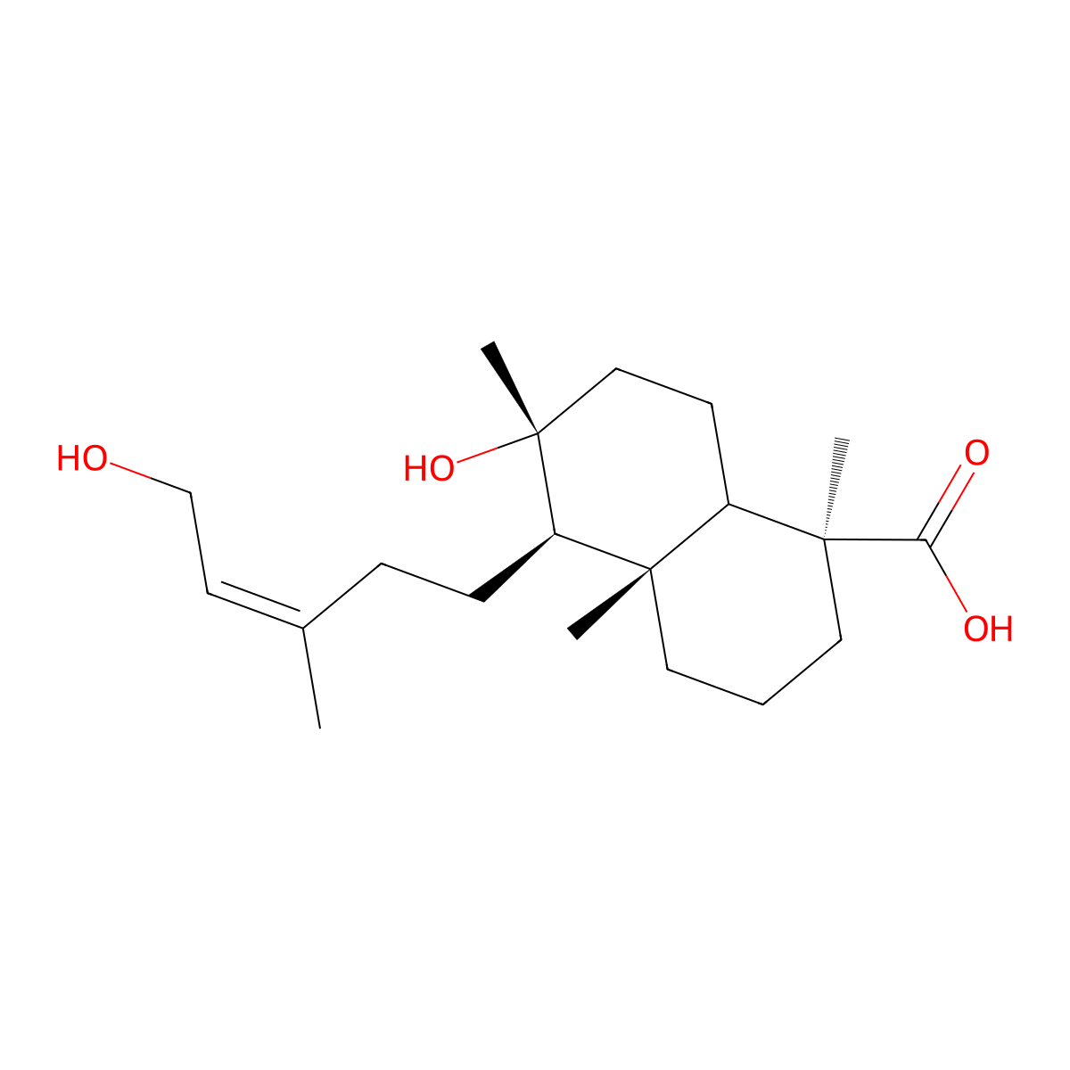 (1S,4aS,5R,6R)-6-hydroxy-5-[(Z)-5-hydroxy-3-methylpent-3-enyl]-1,4a,6-trimethyl-3,4,5,7,8,8a-hexahydro-2H-naphthalene-1-carboxylic acid molecular structure, CAS 142169-72-0
