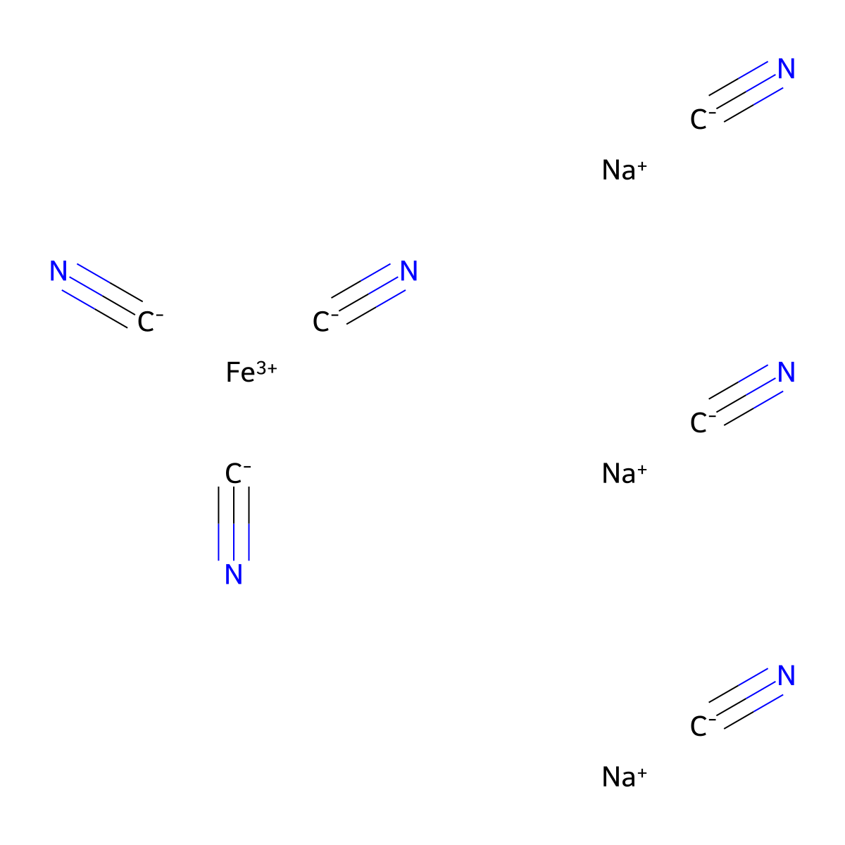 Sodium ferricyanide molecular structure, CAS 14217-21-1