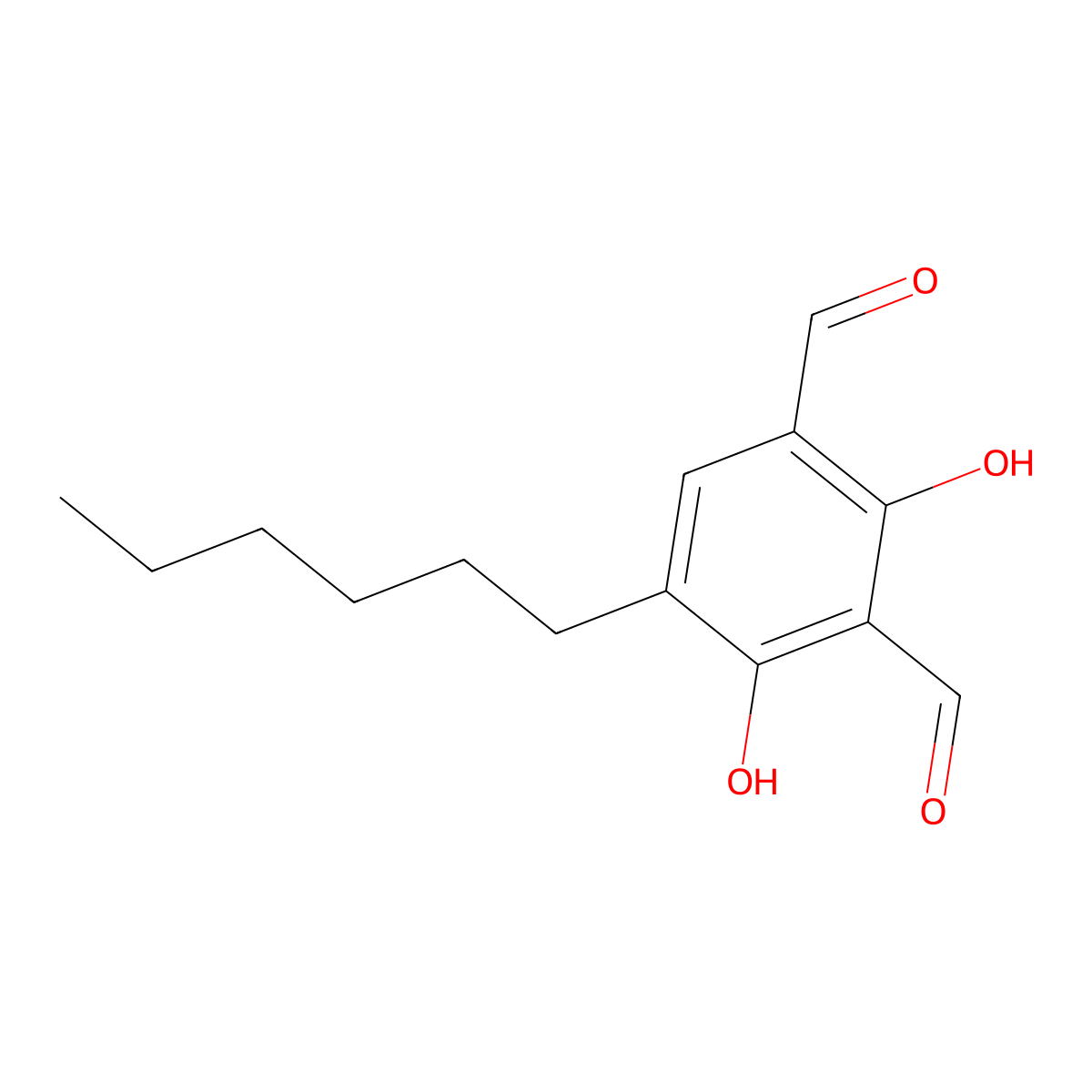 5-Hexyl-2,4-dihydroxyisophthalaldehyde molecular structure, CAS 1421703-19-6