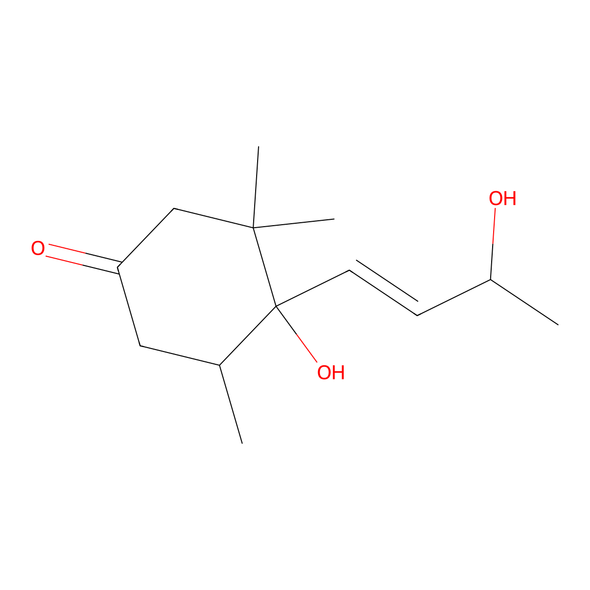 4-Hydroxy-4-(3-hydroxybut-1-en-1-yl)-3,3,5-trimethylcyclohexan-1-one molecular structure, CAS 142173-08-8