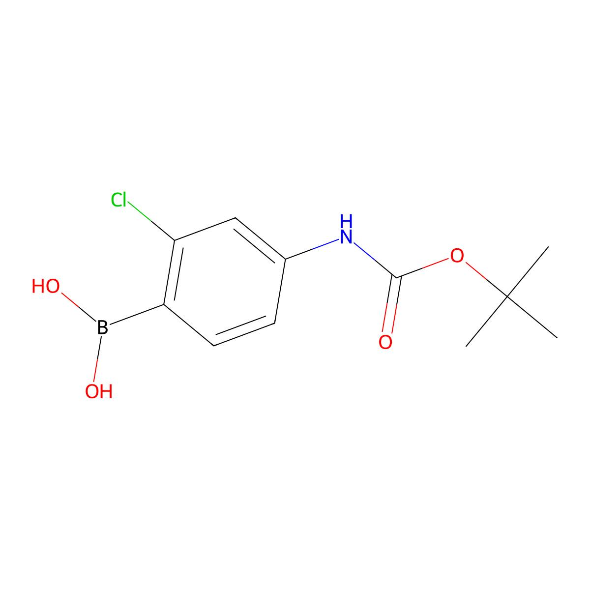 (4-{[(tert-Butoxy)carbonyl]amino}-2-chlorophenyl)boronic acid molecular structure, CAS 1421754-24-6