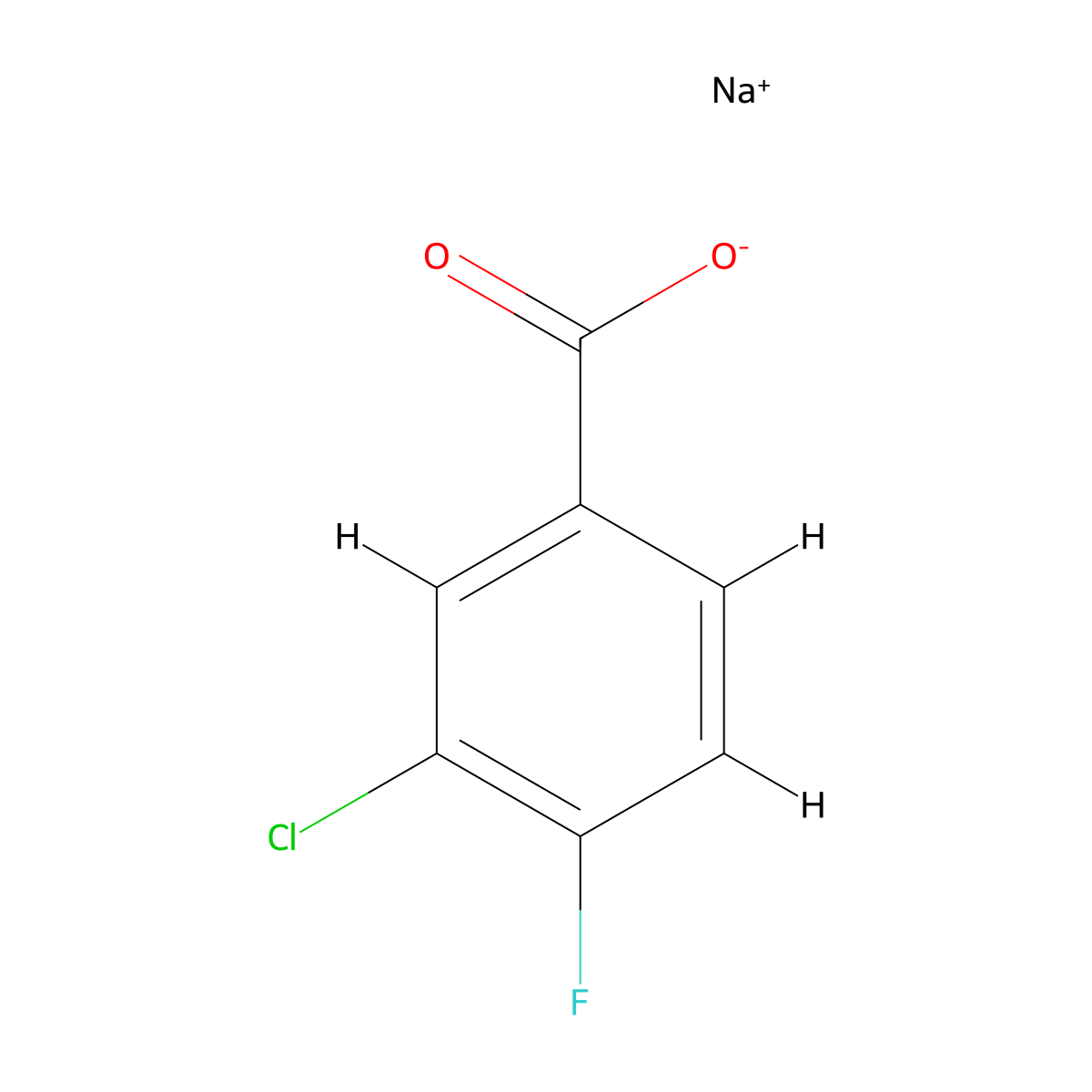 Benzoic acid, 3-chloro-4-fluoro-, sodium salt (1:1) molecular structure, CAS 1421761-18-3