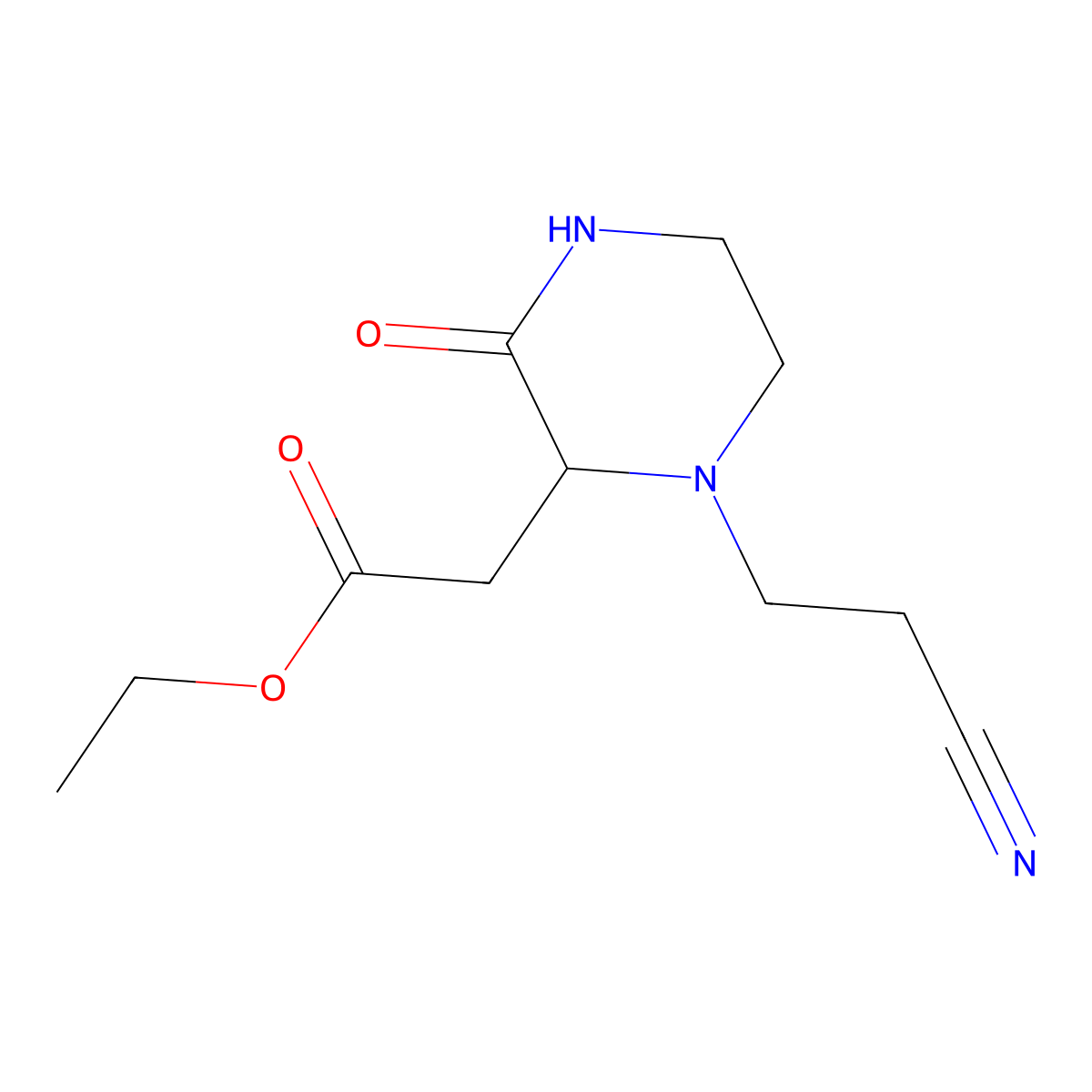 Ethyl [1-(2-cyanoethyl)-3-oxopiperazin-2-yl]acetate molecular structure, CAS 1421769-42-7