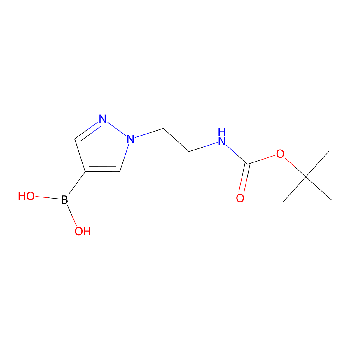 (1-(2-((Tert-butoxycarbonyl)amino)ethyl)-1H-pyrazol-4-YL)boronic acid molecular structure, CAS 1421783-58-5