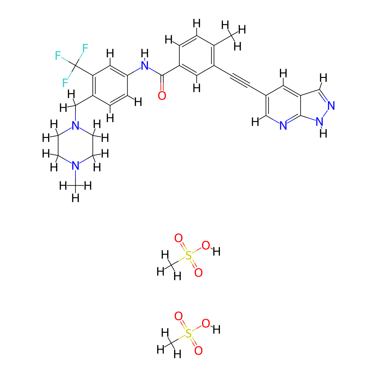 Olverembatinib dimesylate molecular structure, CAS 1421783-64-3