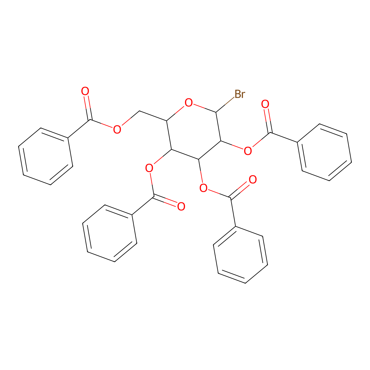 (2R,3R,4S,5R,6R)-2-((Benzoyloxy)methyl)-6-bromotetrahydro-2H-pyran-3,4,5-triyl tribenzoate molecular structure, CAS 14218-11-2