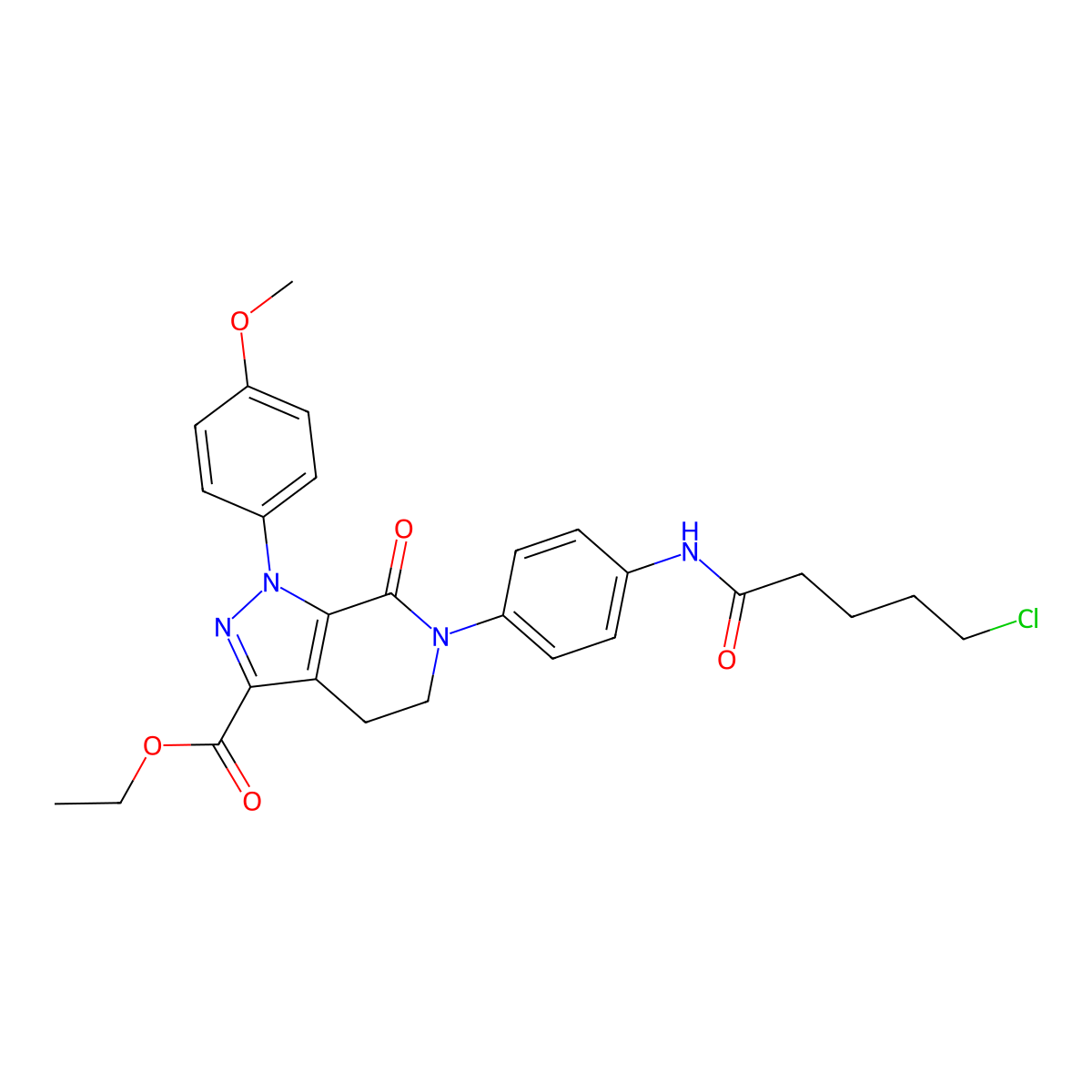 Ethyl 6-(4-(5-chloropentanamido)phenyl)-1-(4-methoxyphenyl)-7-oxo-4,5,6,7-tetrahydro-1H-pyrazolo(3,4-c)pyridine-3-carboxylate molecular structure, CAS 1421823-20-2