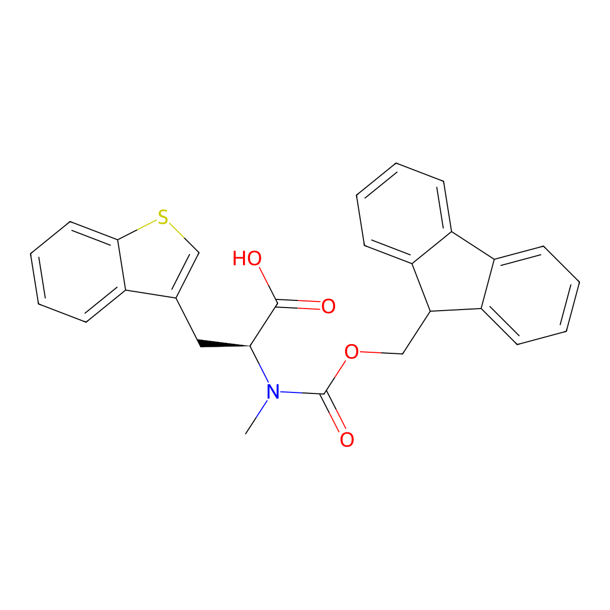 (alpha S)-alpha-[[(9H-Fluoren-9-ylmethoxy)carbonyl]methylamino]benzo[b]thiophene-3-propanoic acid molecular structure, CAS 1421843-94-8