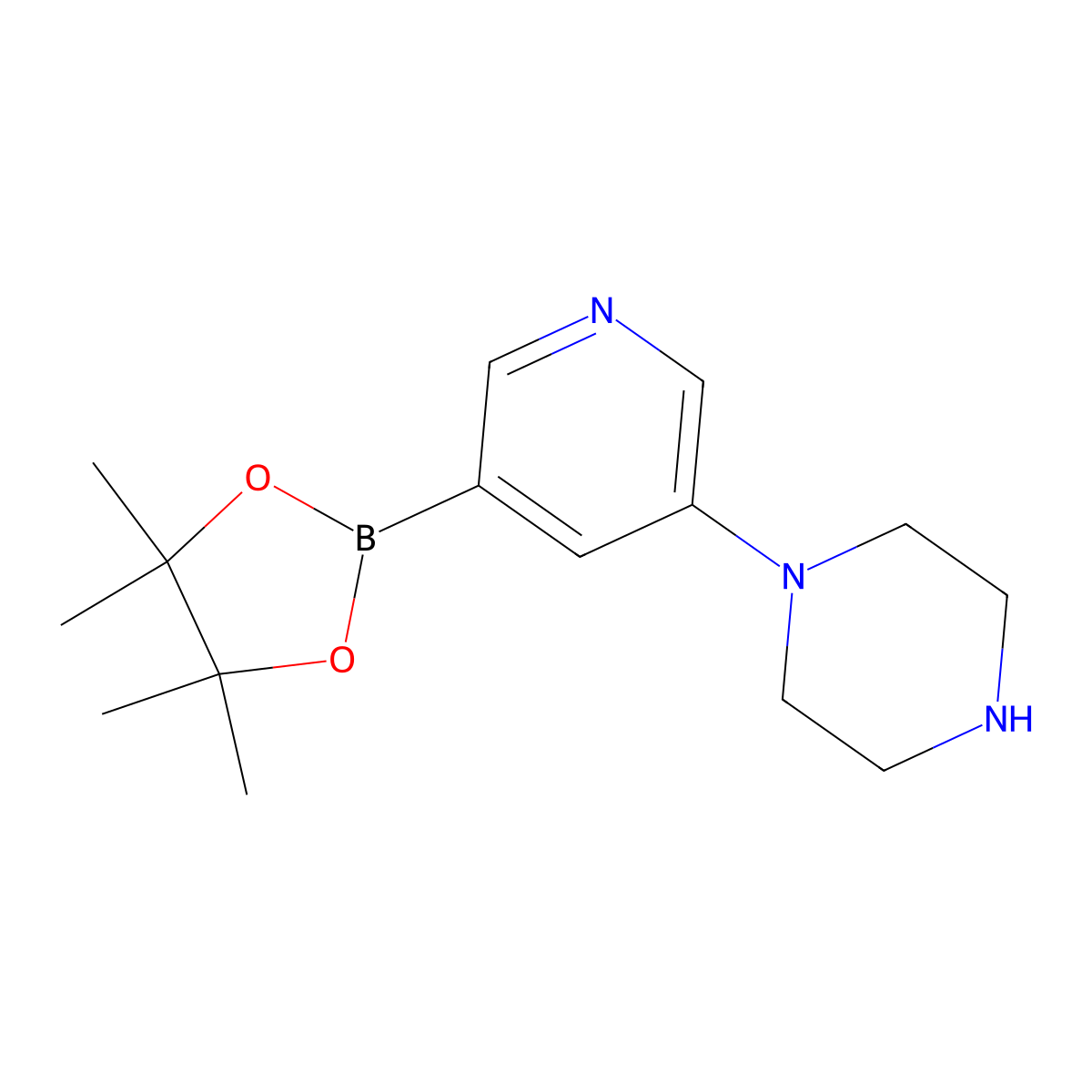 1-[5-(Tetramethyl-1,3,2-dioxaborolan-2-yl)pyridin-3-yl]piperazine molecular structure, CAS 1421847-10-0