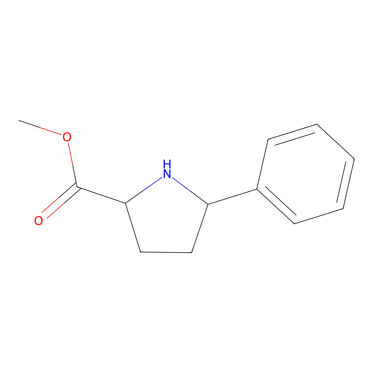 Methyl (2r,5s)-5-phenylpyrrolidine-2-carboxylate molecular structure, CAS 1421868-51-0