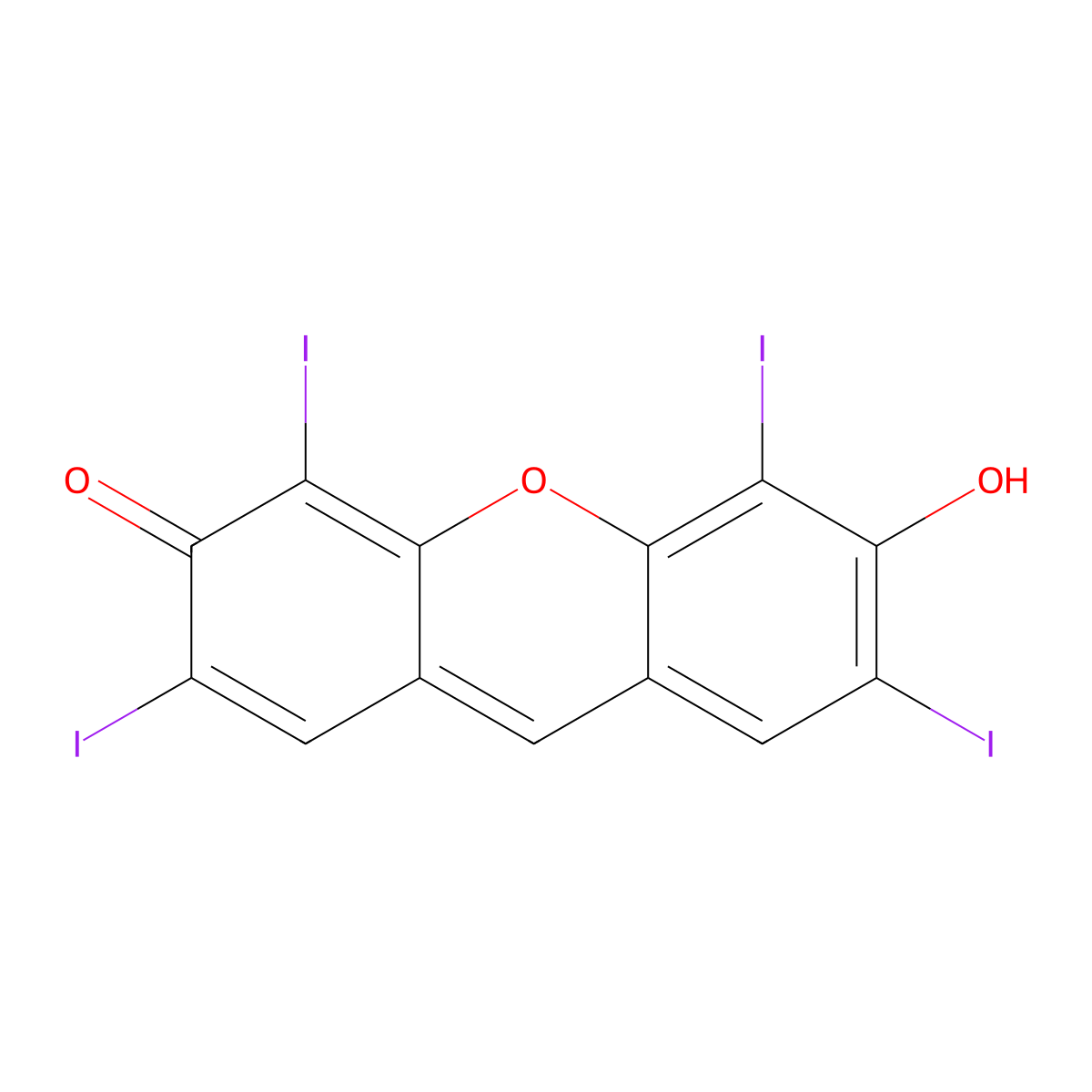 6-Hydroxy-2,4,5,7-tetraiodo-3H-xanthen-3-one molecular structure, CAS 142189-38-6