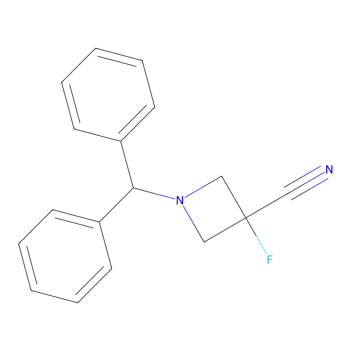 1-Benzhydryl-3-fluoroazetidine-3-carbonitrile molecular structure, CAS 1421920-56-0