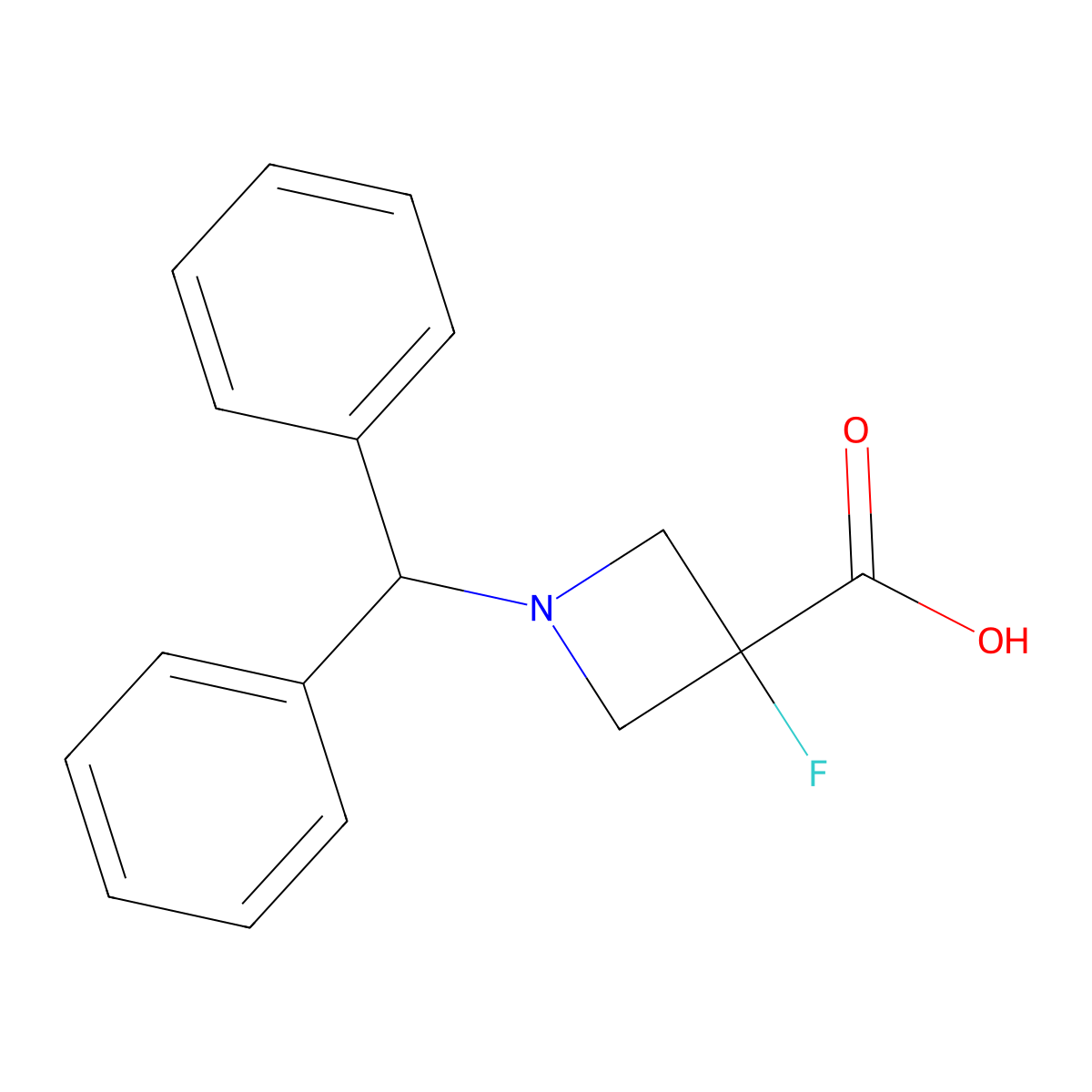 1-Benzhydryl-3-fluoroazetidine-3-carboxylic acid molecular structure, CAS 1421920-59-3