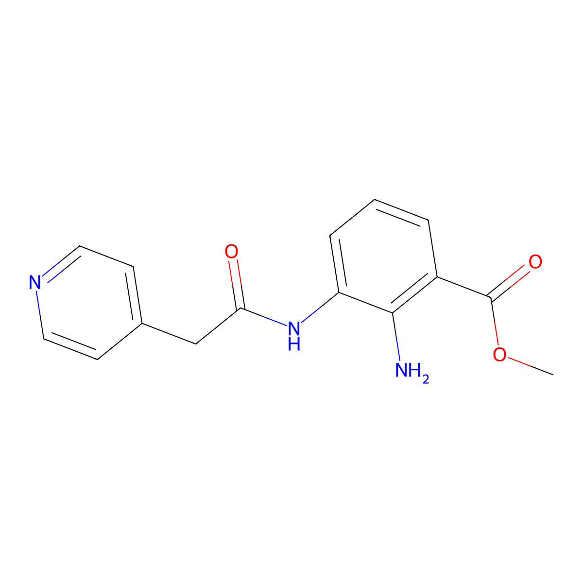 Methyl 3-(2-(pyridin-4-yl)acetamido)-2-aminobenzoate molecular structure, CAS 1421933-36-9