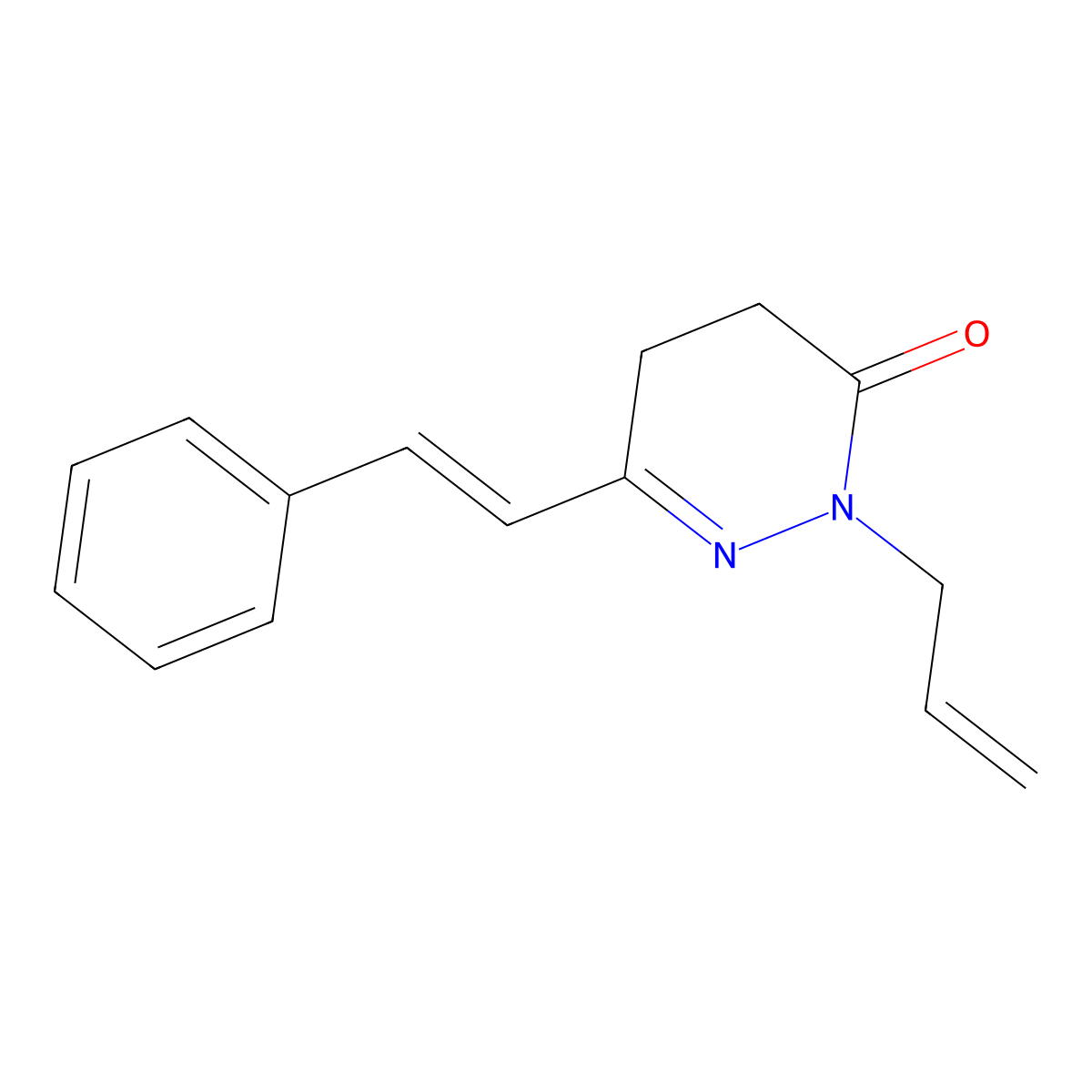 2-allyl-6-styryl-4,5-dihydro-3(2H)-pyridazinone molecular structure, CAS 1421944-10-6