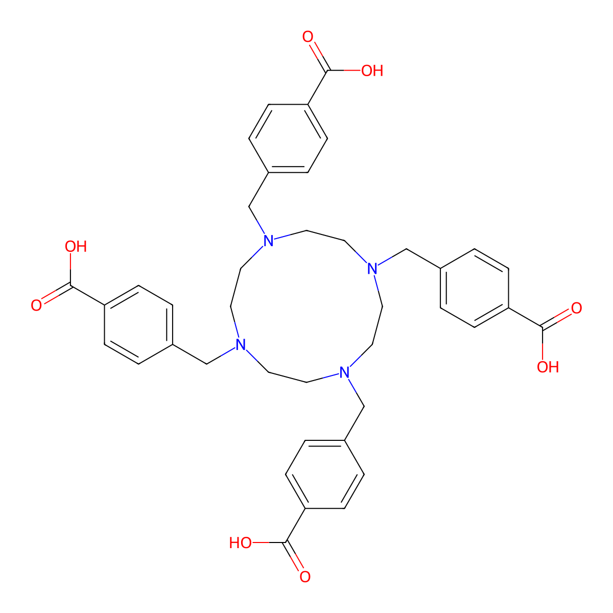 4,4',4'',4'''-[1,4,7,10-Tetraazacyclododecane-1,4,7,10-tetrayltetrakis(methylene)]tetrakis[benzoic acid] molecular structure, CAS 1421944-62-8