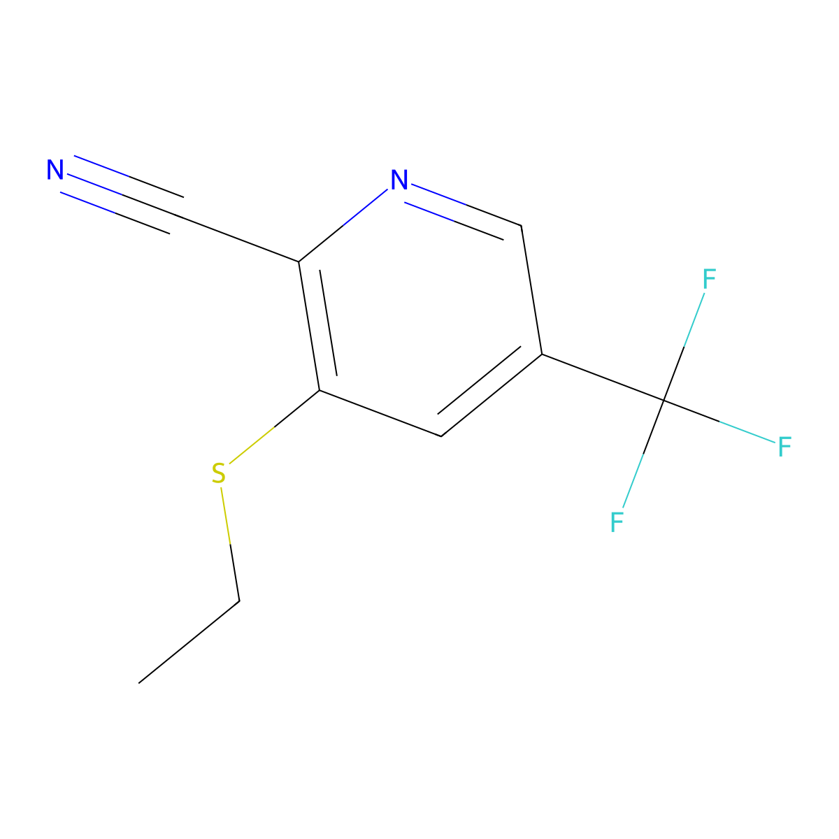 3-(Ethylthio)-5-(trifluoromethyl)picolinonitrile molecular structure, CAS 1421952-04-6