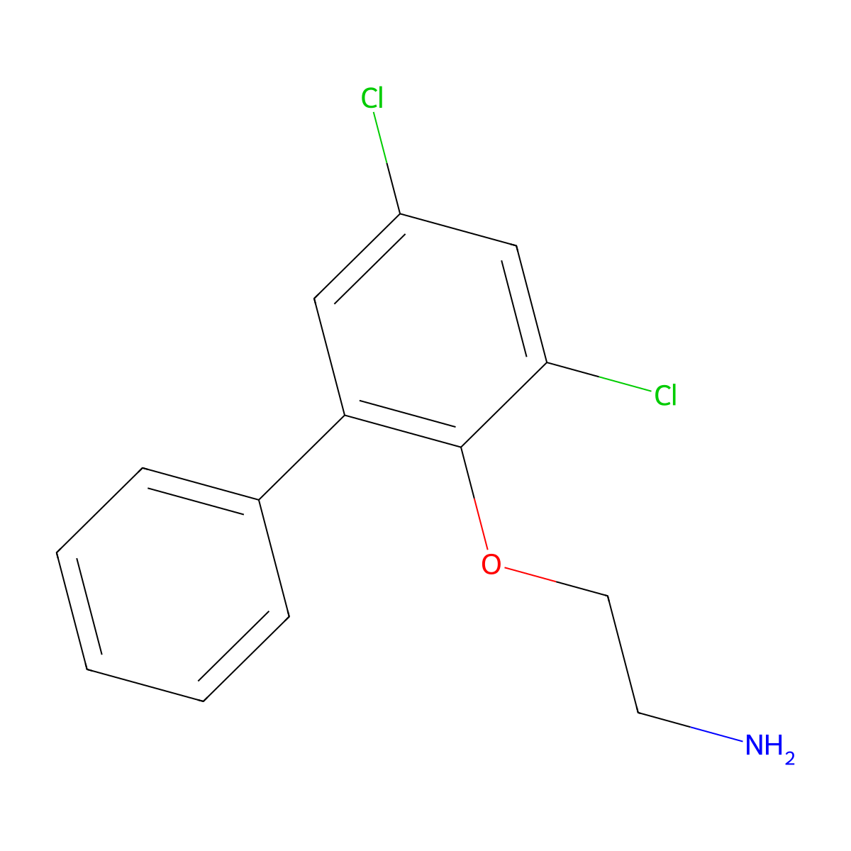2,4-Dichloro-6-phenylphenoxyethylamine molecular structure, CAS 1422-18-0