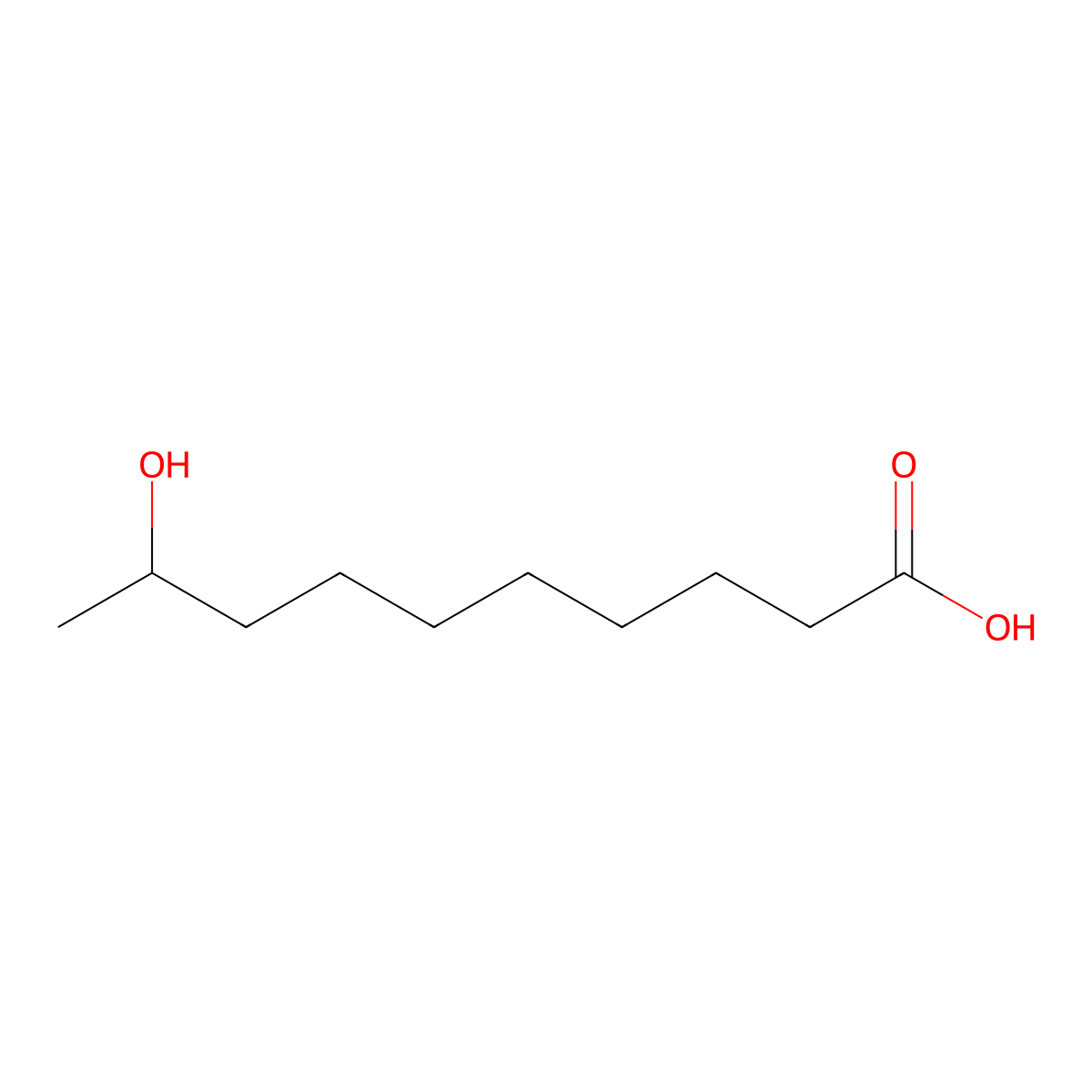 9-Hydroxydecanoic acid molecular structure, CAS 1422-27-1