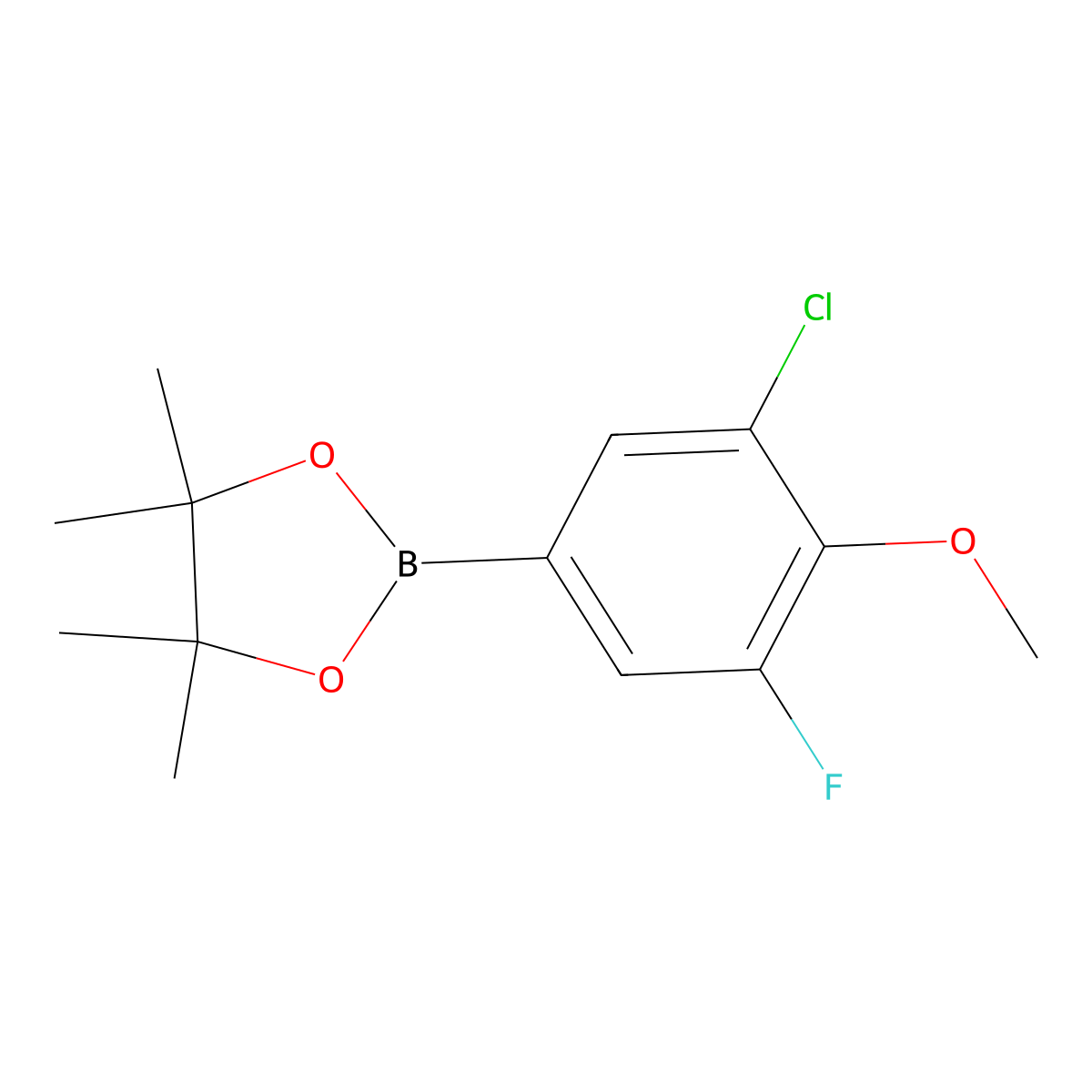 2-(3-Chloro-5-fluoro-4-methoxyphenyl)-4,4,5,5-tetramethyl-1,3,2-dioxaborolane molecular structure, CAS 1422022-15-8