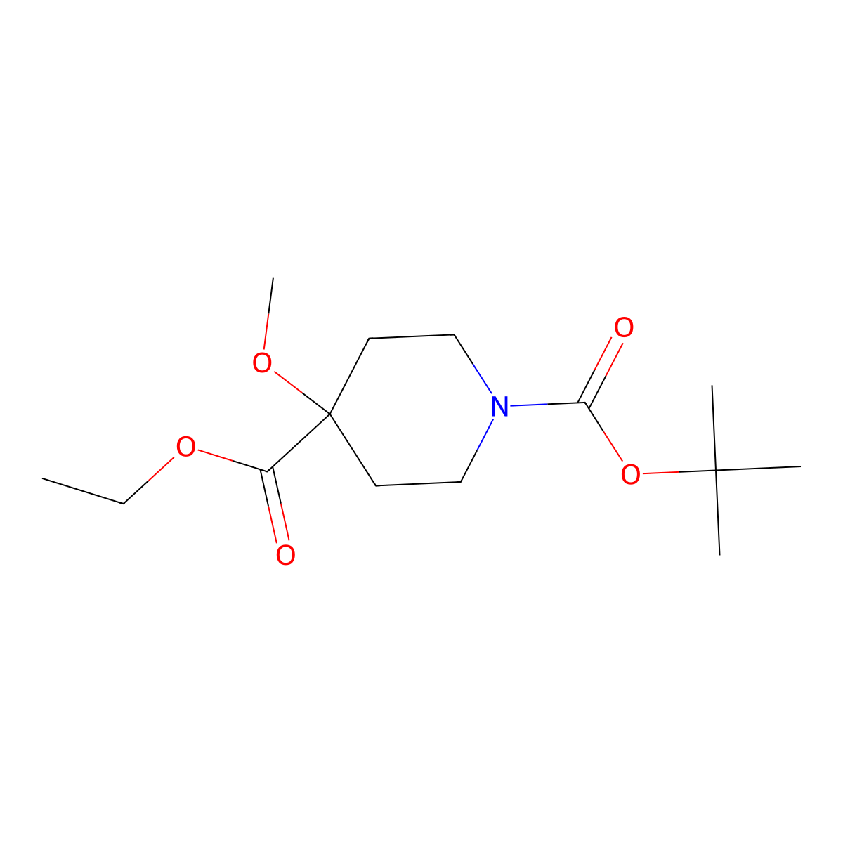 4-Methoxy-1,4-piperidinedicarboxylic acid 1-(1,1-dimethylethyl) 4-ethyl ester molecular structure, CAS 1422036-00-7