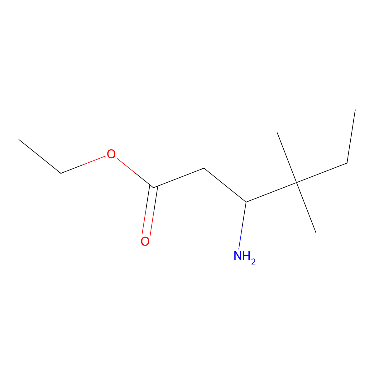 Ethyl 3-amino-4,4-dimethylhexanoate molecular structure, CAS 1422051-83-9