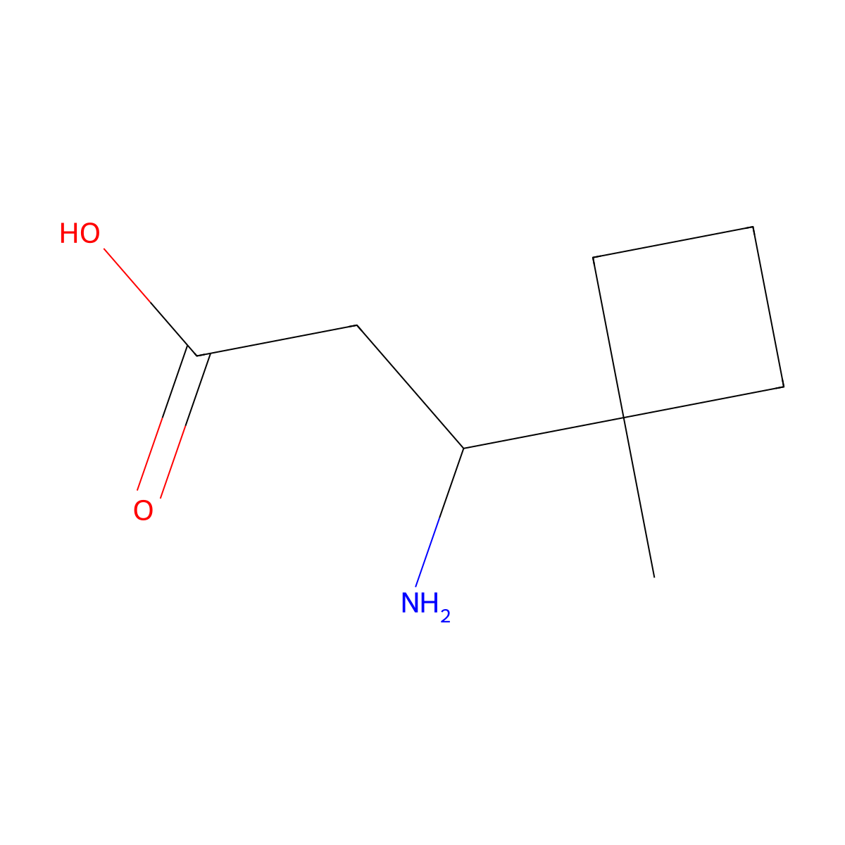3-Amino-3-(1-methylcyclobutyl)propanoic acid molecular structure, CAS 1422052-23-0
