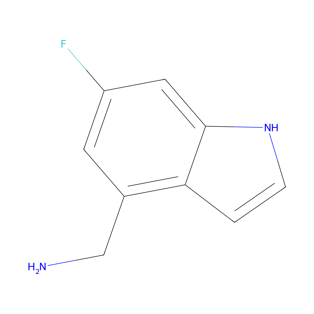 (6-fluoro-1H-indol-4-yl)methanamine molecular structure, CAS 1422057-38-2
