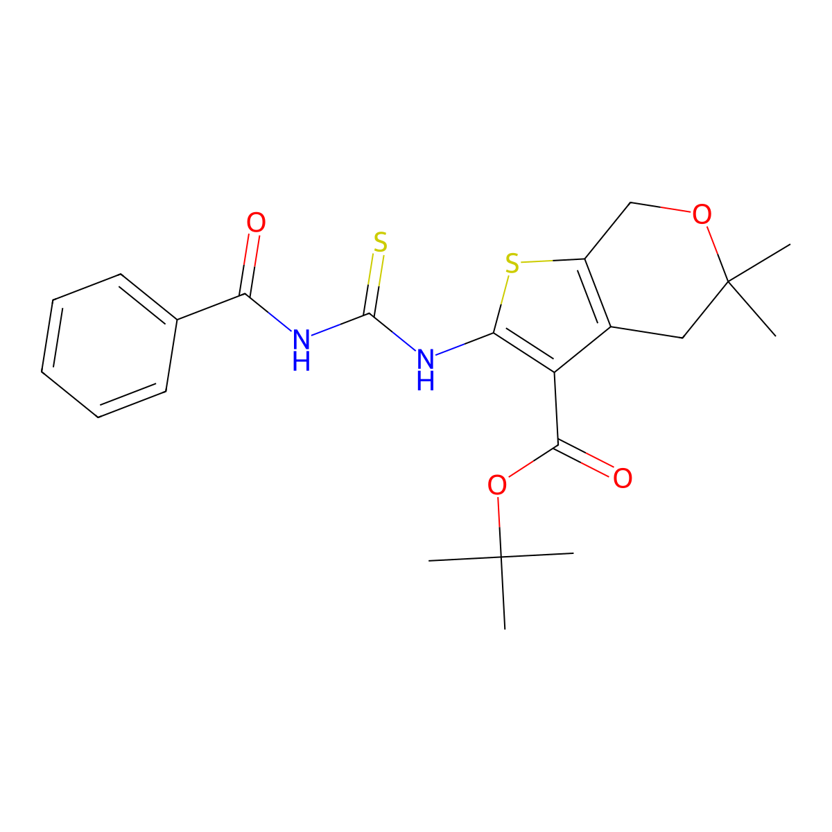 tert-Butyl 2-(3-benzoylthioureido)-5,5-dimethyl-5,7-dihydro-4H-thieno[2,3-c]pyran-3-carboxylate molecular structure, CAS 1422057-39-3
