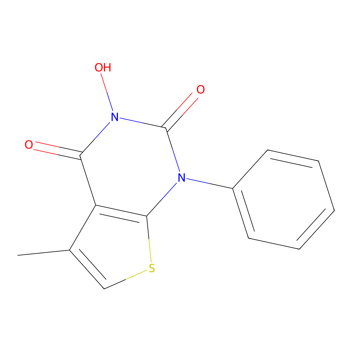 3-Hydroxy-5-methyl-1-phenylthieno[2,3-d]pyrimidine-2,4(1H,3H)-dione molecular structure, CAS 1422057-40-6