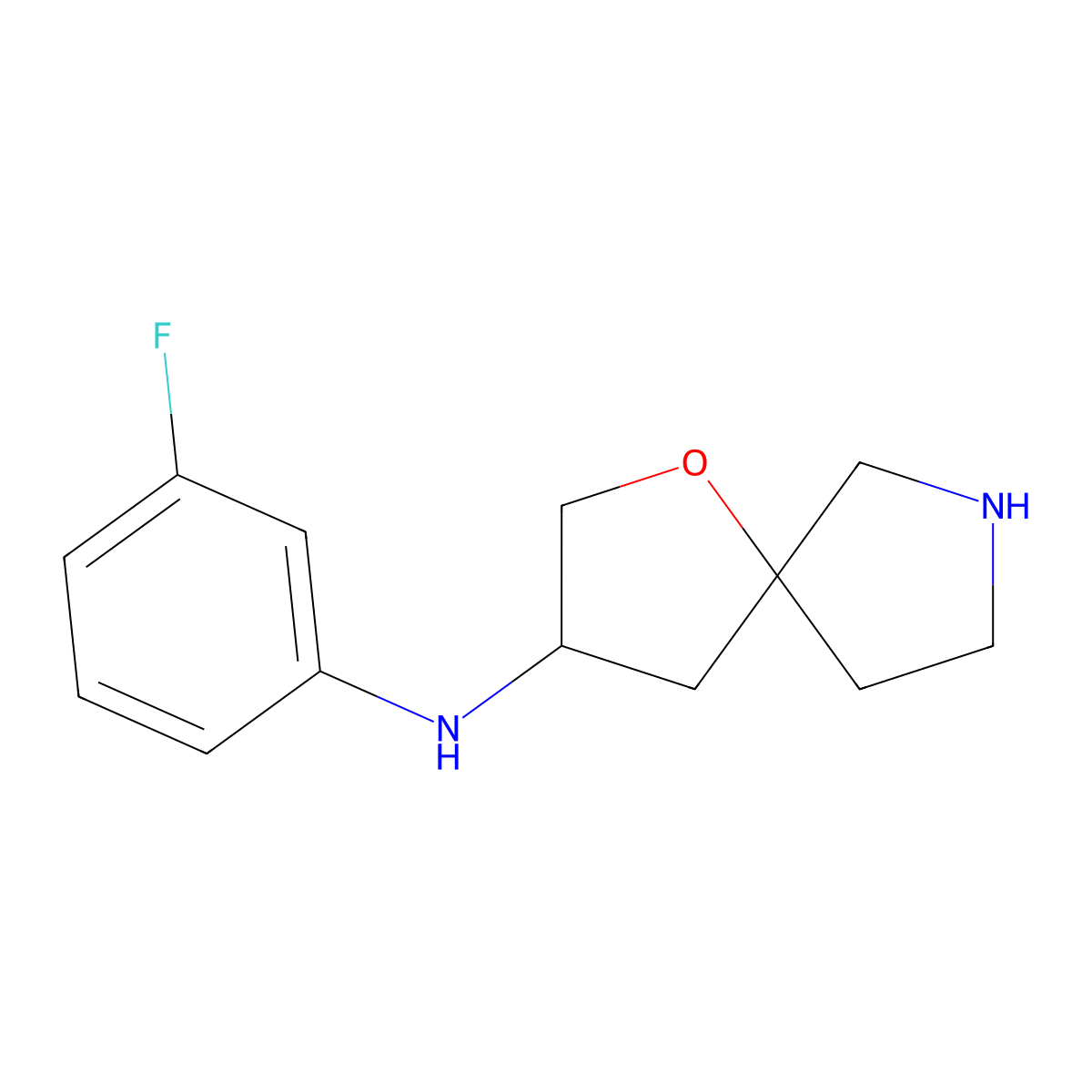 N-(3-Fluorophenyl)-1-oxa-7-azaspiro[4.4]nonan-3-amine molecular structure, CAS 1422057-52-0