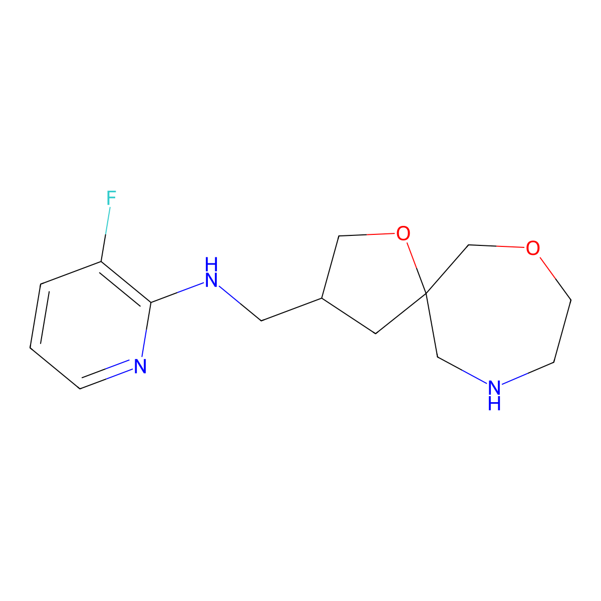 N-(1,7-dioxa-10-azaspiro[4.6]undecan-3-ylmethyl)-3-fluoropyridin-2-amine molecular structure, CAS 1422057-55-3