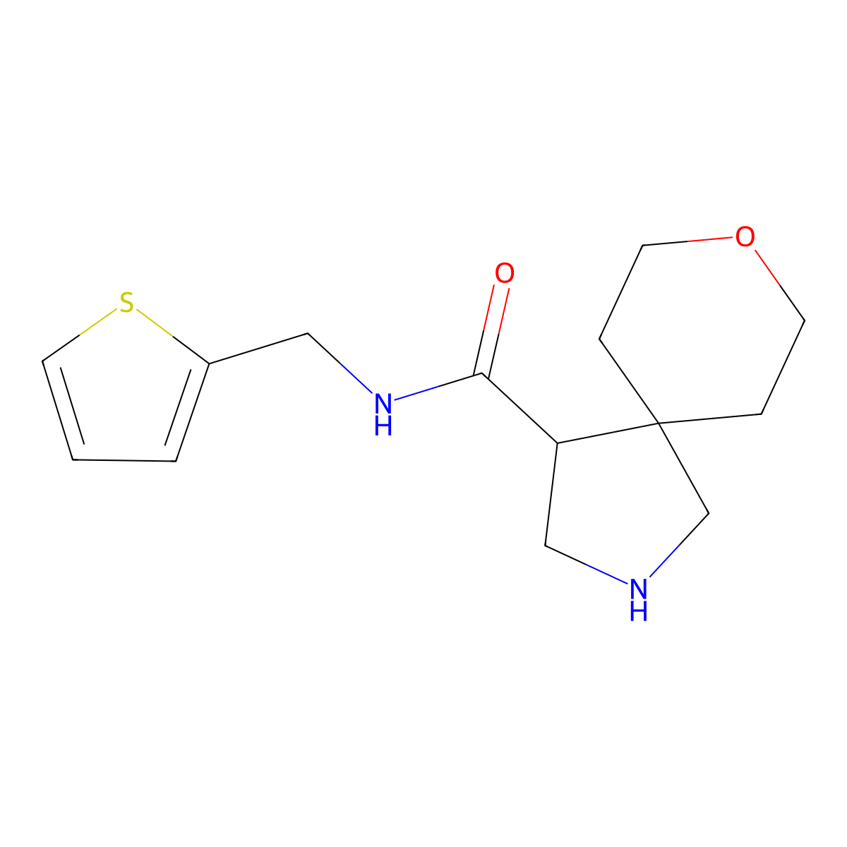 N-(Thiophen-2-ylmethyl)-8-oxa-2-azaspiro[4.5]decane-4-carboxamide molecular structure, CAS 1422057-56-4