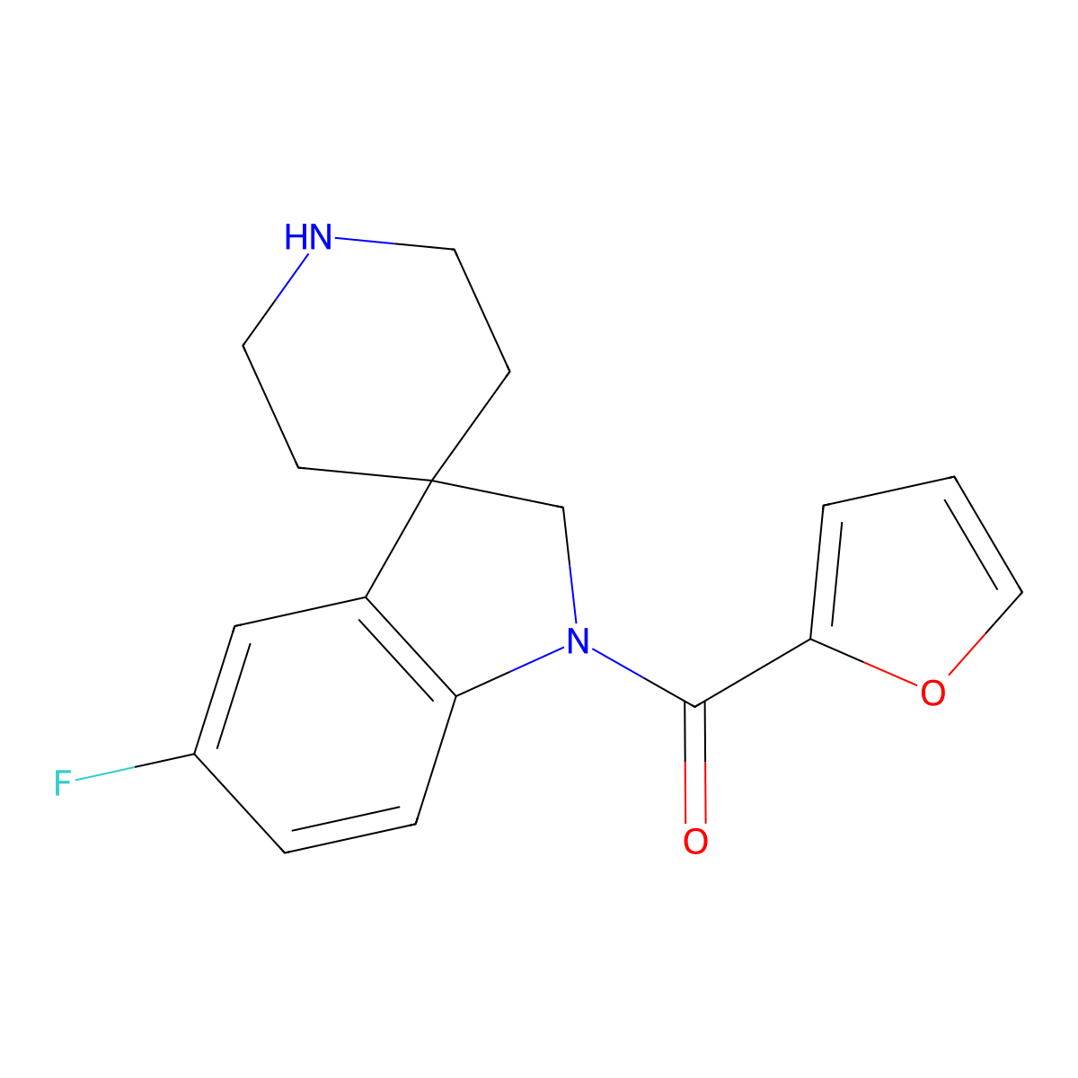 (5-Fluorospiro[indoline-3,4'-piperidin]-1-yl)(furan-2-yl)methanone molecular structure, CAS 1422057-70-2