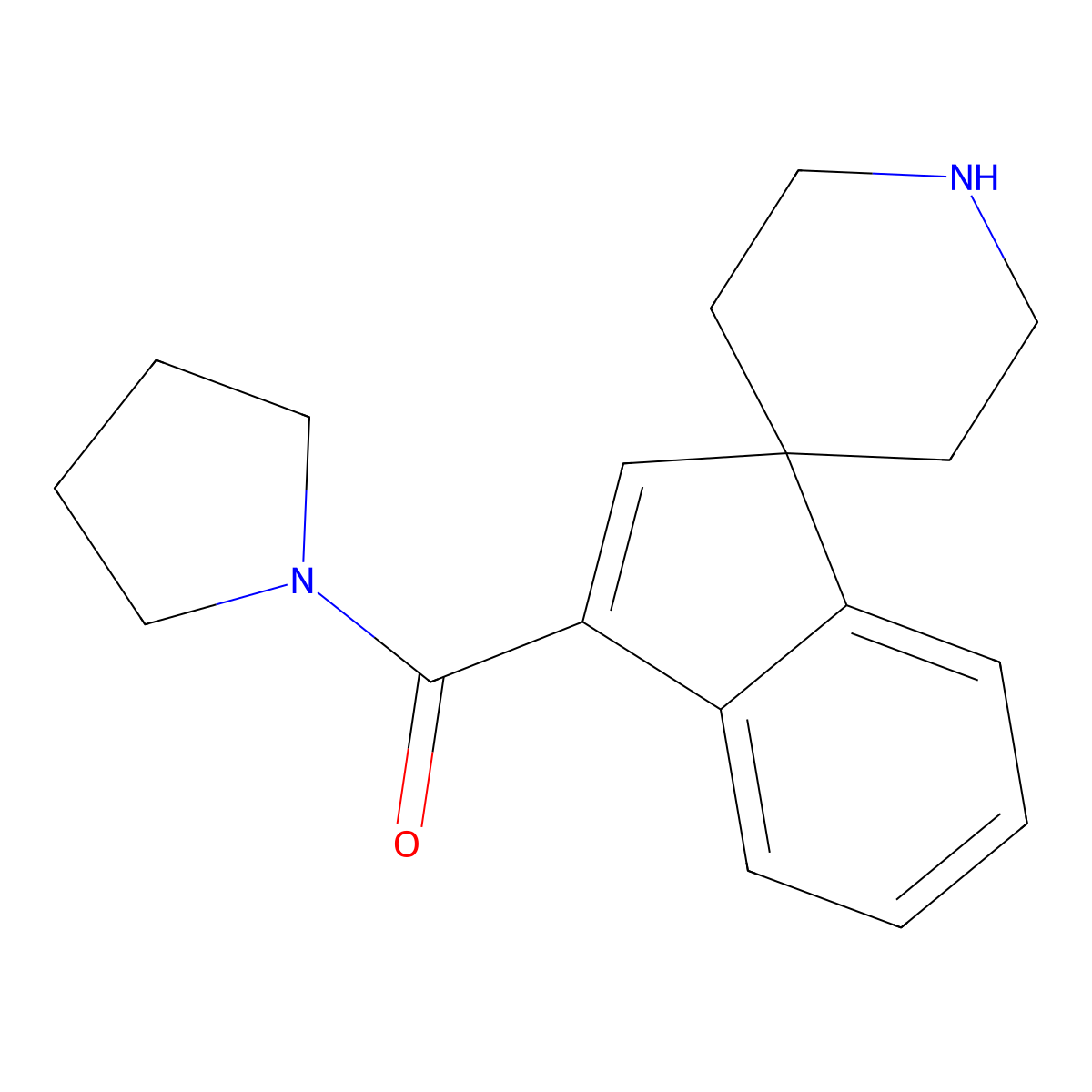 Pyrrolidin-1-yl(spiro[indene-1,4'-piperidin]-3-yl)methanone molecular structure, CAS 1422057-72-4