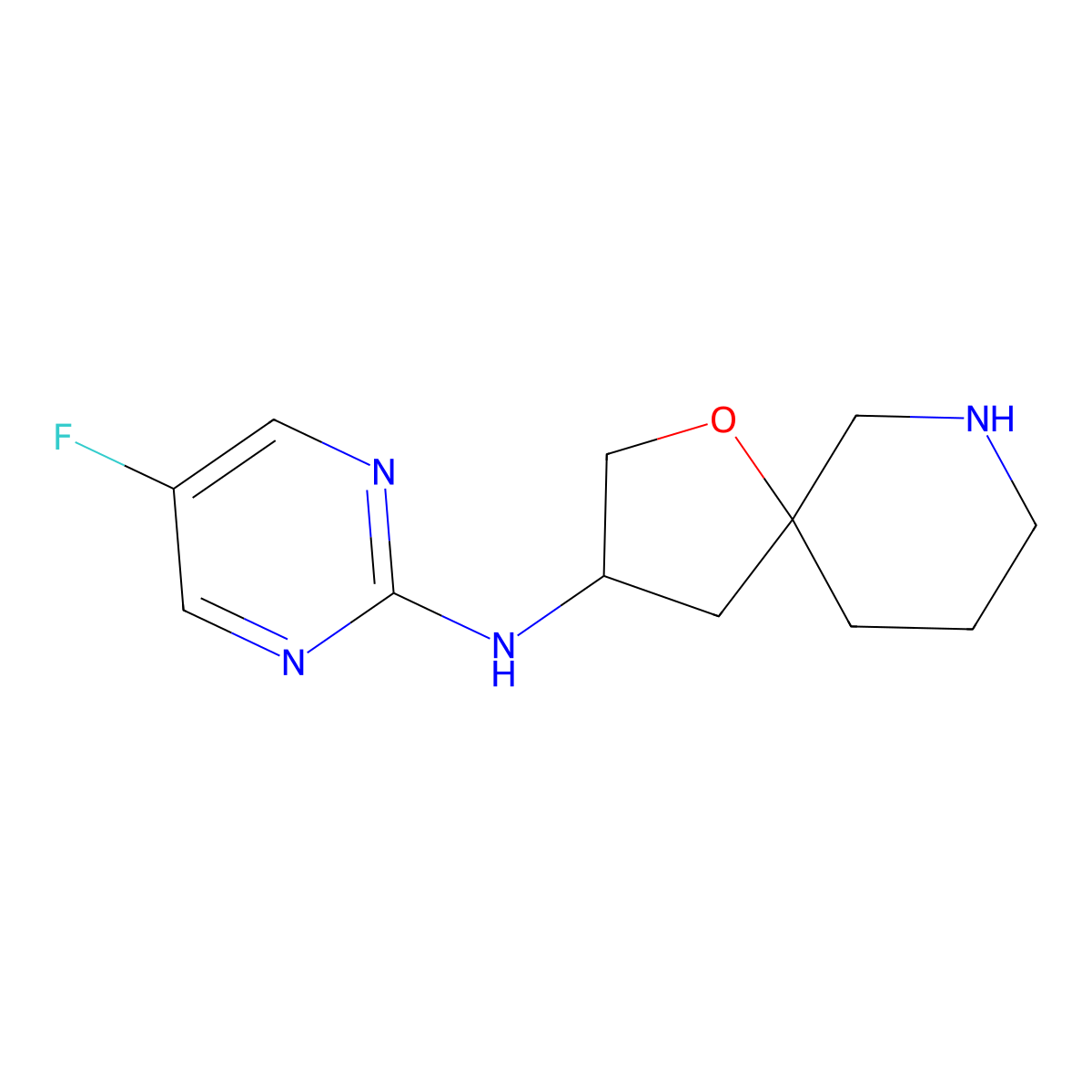 N-(5-Fluoropyrimidin-2-yl)-1-oxa-7-azaspiro[4.5]decan-3-amine molecular structure, CAS 1422057-91-7