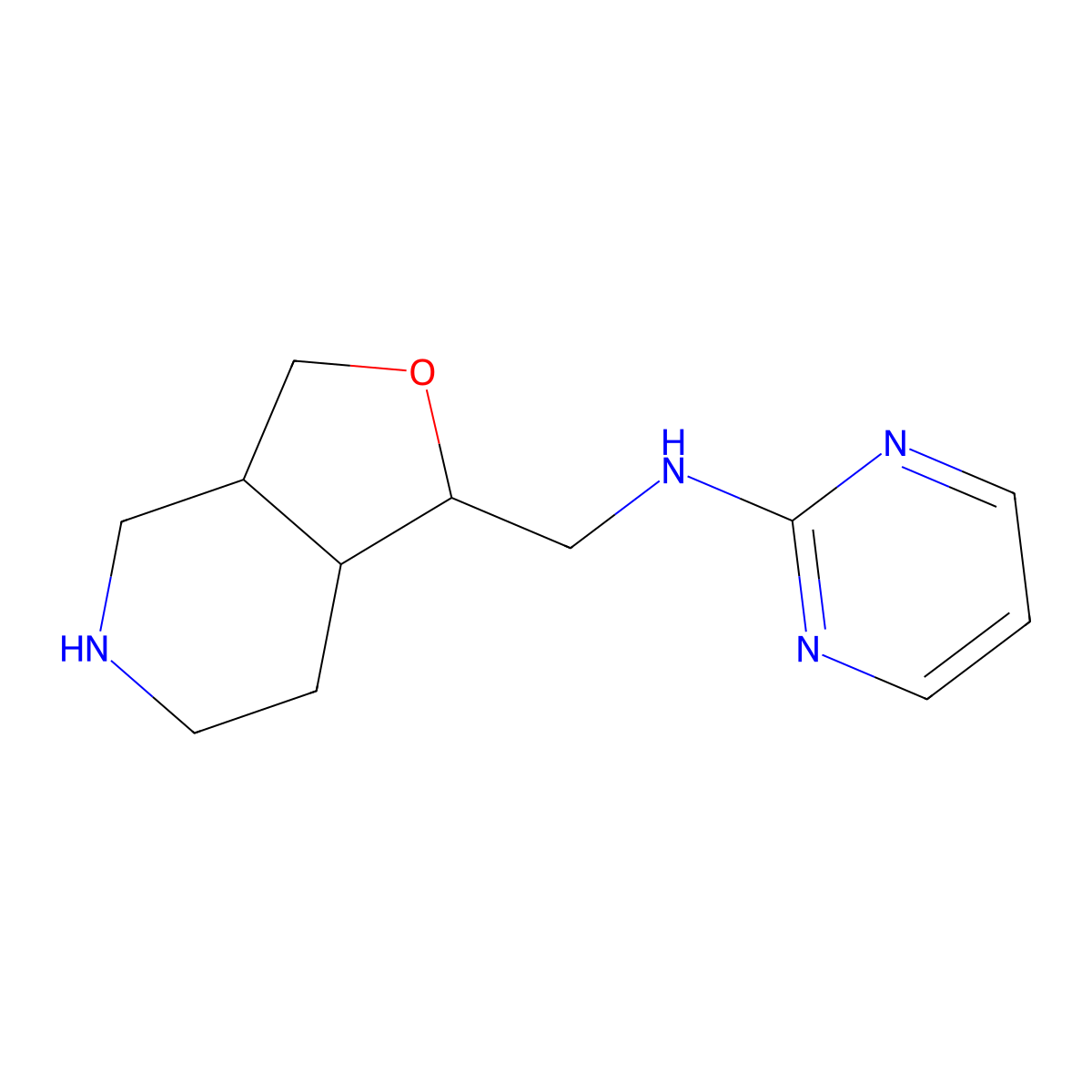 N-(((1R,3aS,7aS)-octahydrofuro[3,4-c]pyridin-1-yl)methyl)pyrimidin-2-amine molecular structure, CAS 1422057-99-5