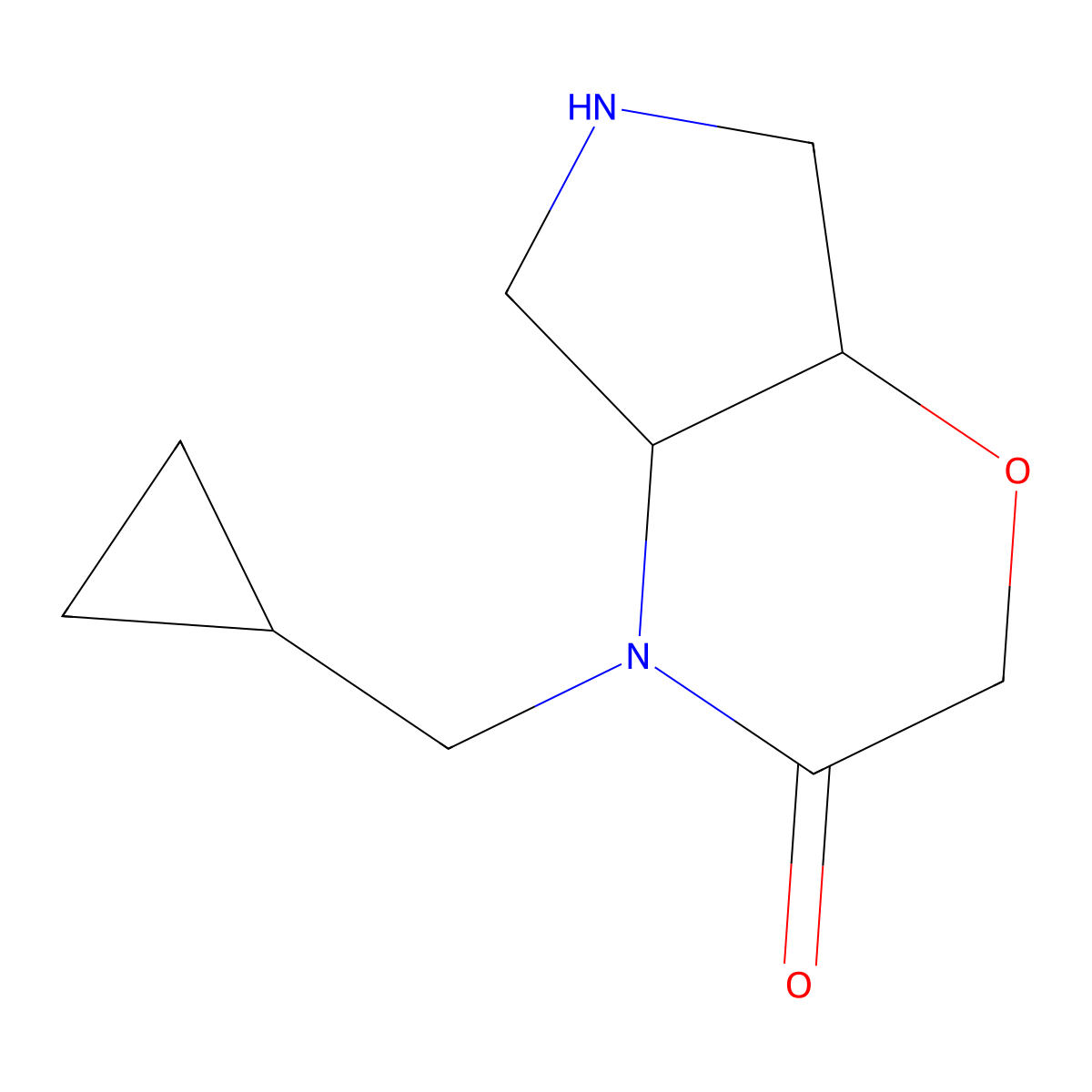 rel-(4aR,7aR)-4-(cyclopropylmethyl)hexahydropyrrolo[3,4-b][1,4]oxazin-3(2H)-one molecular structure, CAS 1422058-31-8